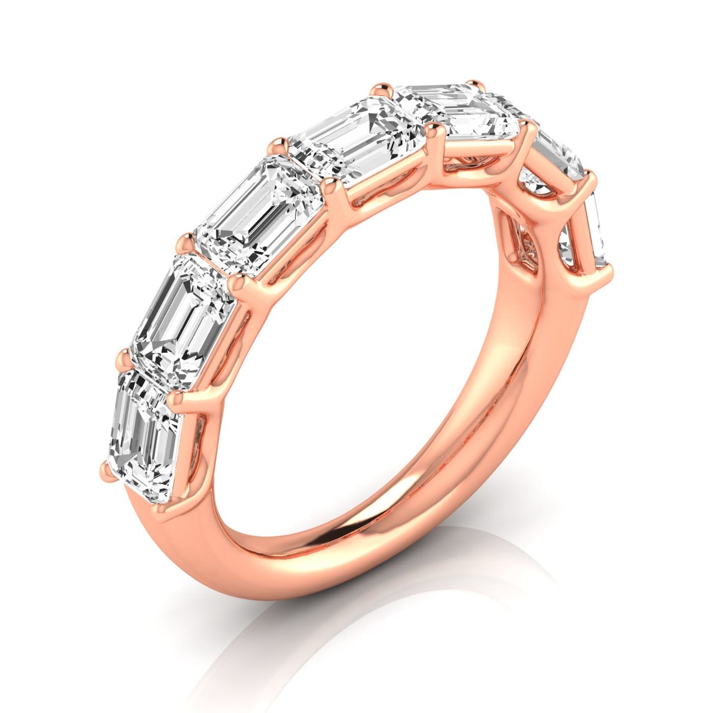 1/2 Spread Emerald Diamond Wedding Band (3 1/2 ct. tw.), Front view in rose gold