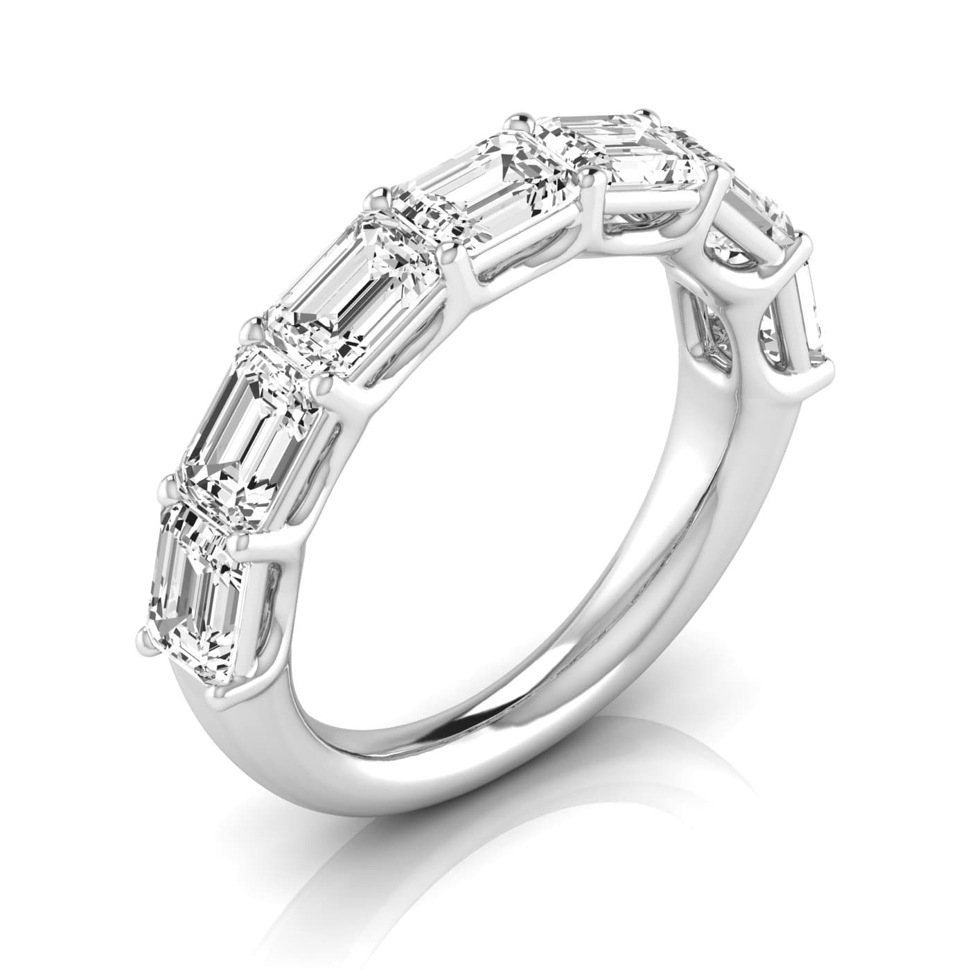 1/2 Spread Emerald Diamond Wedding Band (3 1/2 ct. tw.), Front view in white gold or platinum
