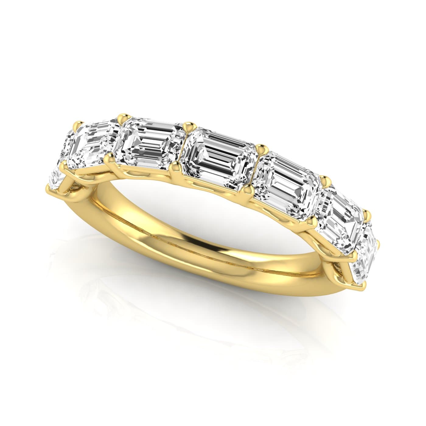 1/2 Spread Emerald Diamond Wedding Band (3 1/2 ct. tw.), On hand view in yellow gold
