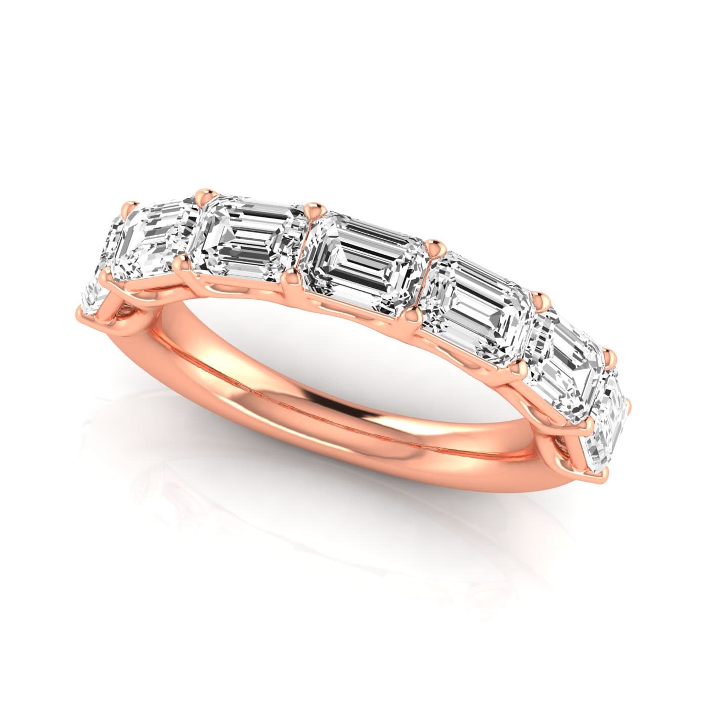 1/2 Spread Emerald Diamond Wedding Band (3 1/2 ct. tw.), On hand view in rose gold