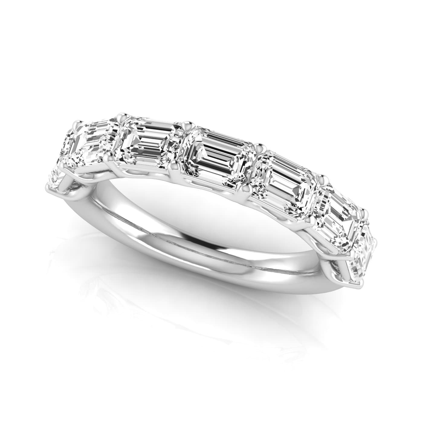 1/2 Spread Emerald Diamond Wedding Band (3 1/2 ct. tw.), On hand view in white gold or platinum
