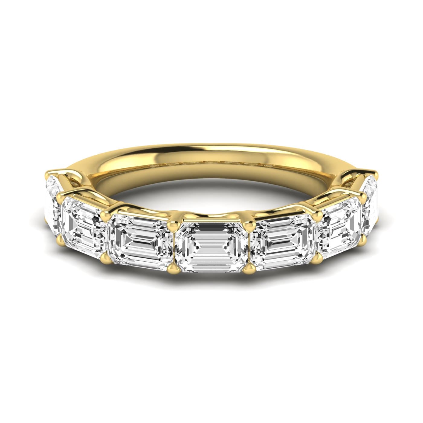 1/2 Spread Emerald Diamond Wedding Band (3 1/2 ct. tw.), Side view in yellow gold