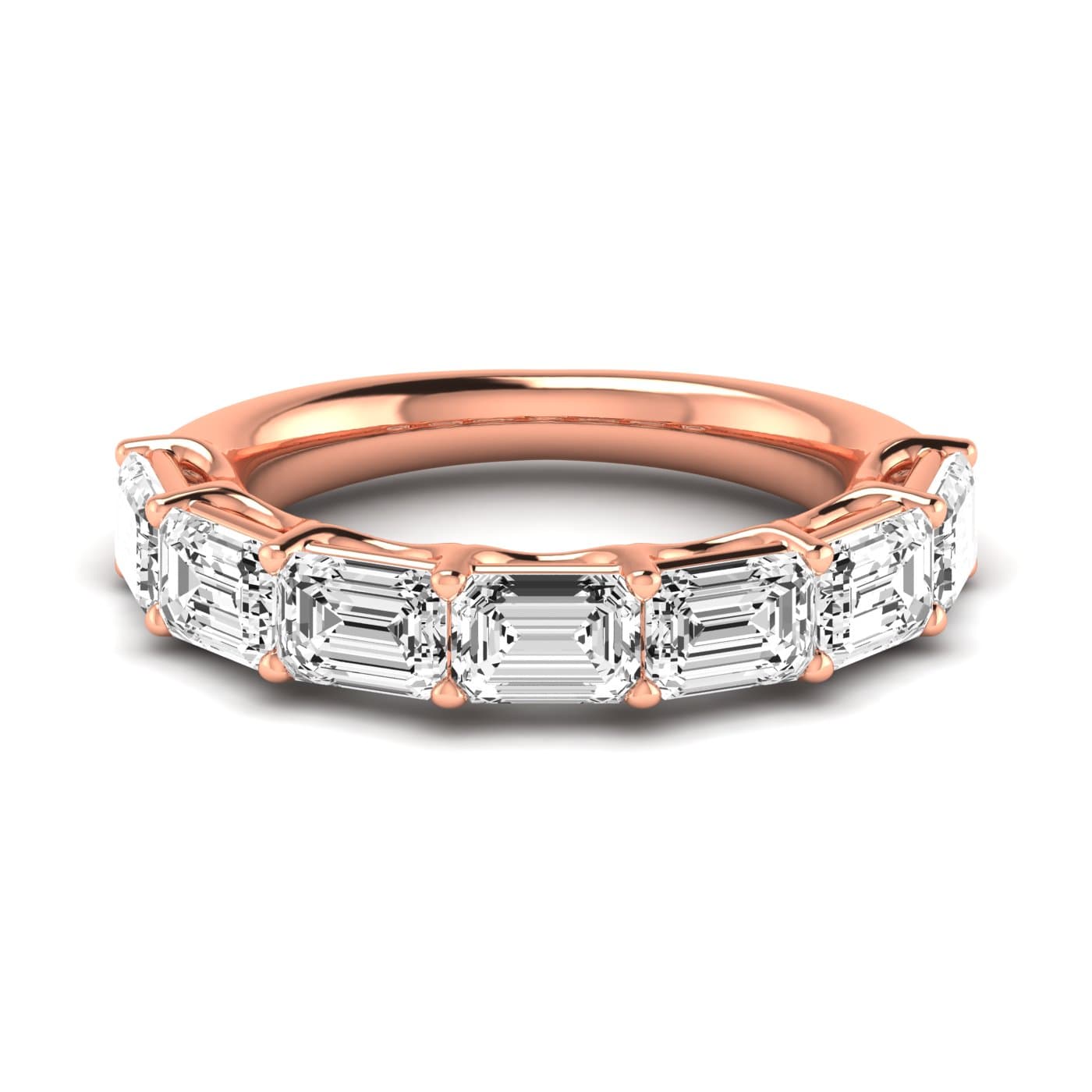 1/2 Spread Emerald Diamond Wedding Band (3 1/2 ct. tw.), Side view in rose gold