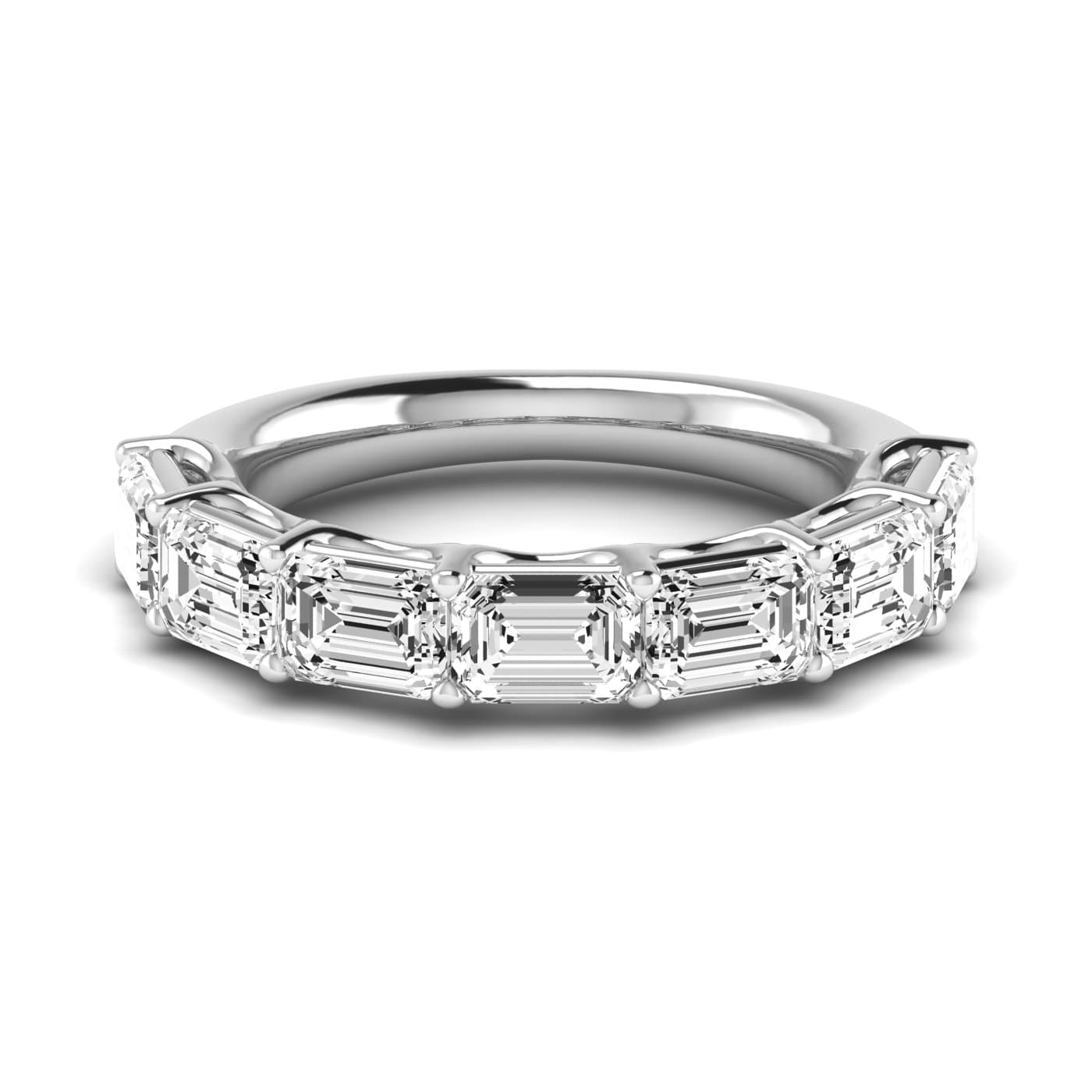 1/2 Spread Emerald Diamond Wedding Band (3 1/2 ct. tw.), Side view in white gold or platinum