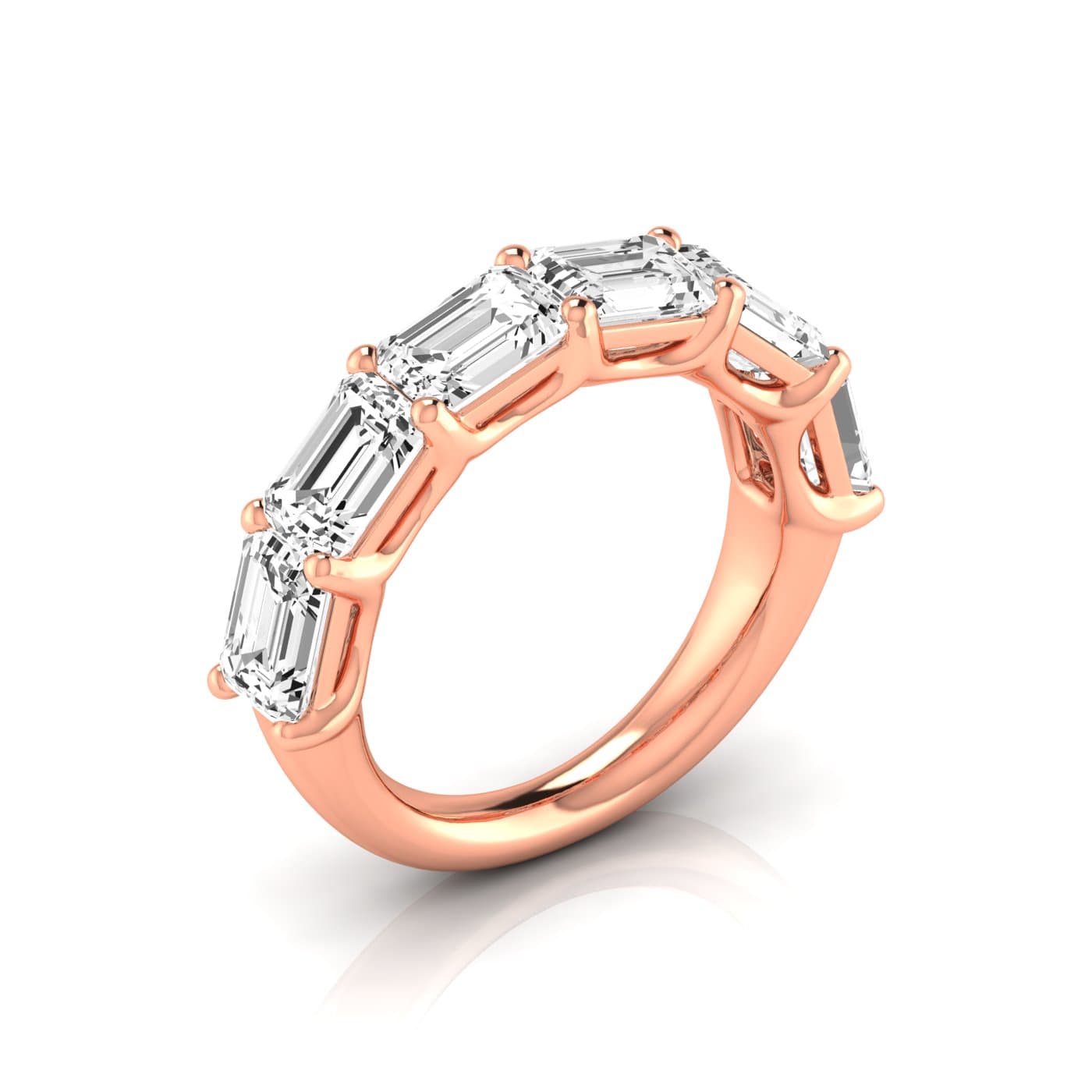 1/2 Spread Emerald Diamond Wedding Band (4 1/2 ct. tw.), Front view in rose gold