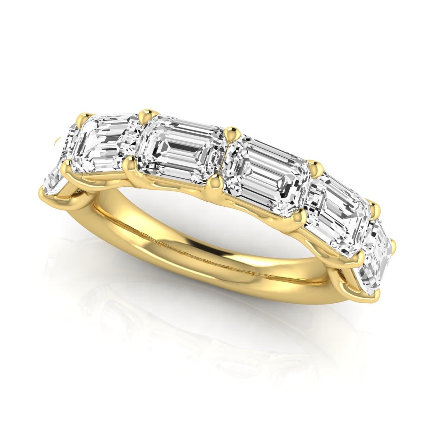 1/2 Spread Emerald Diamond Wedding Band (4 1/2 ct. tw.), On hand view in yellow gold