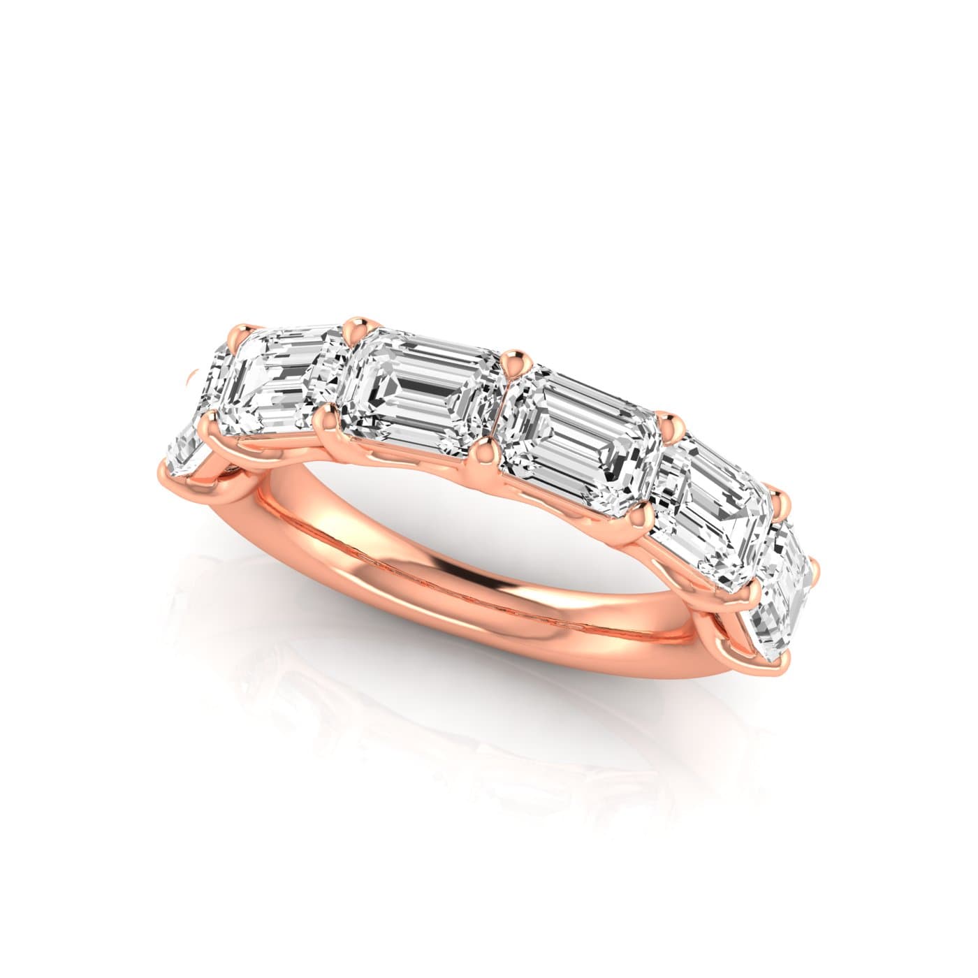 1/2 Spread Emerald Diamond Wedding Band (4 1/2 ct. tw.), On hand view in rose gold