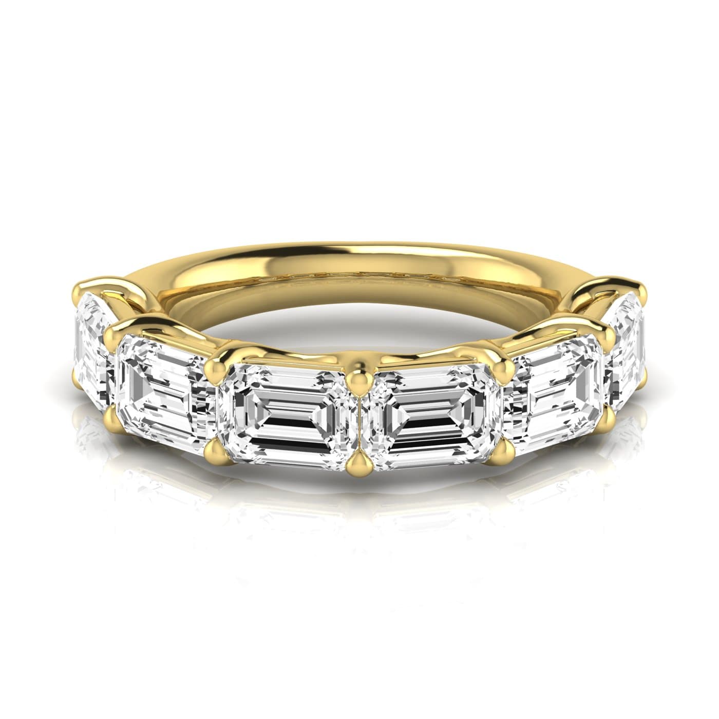 1/2 Spread Emerald Diamond Wedding Band (4 1/2 ct. tw.), Side view in yellow gold