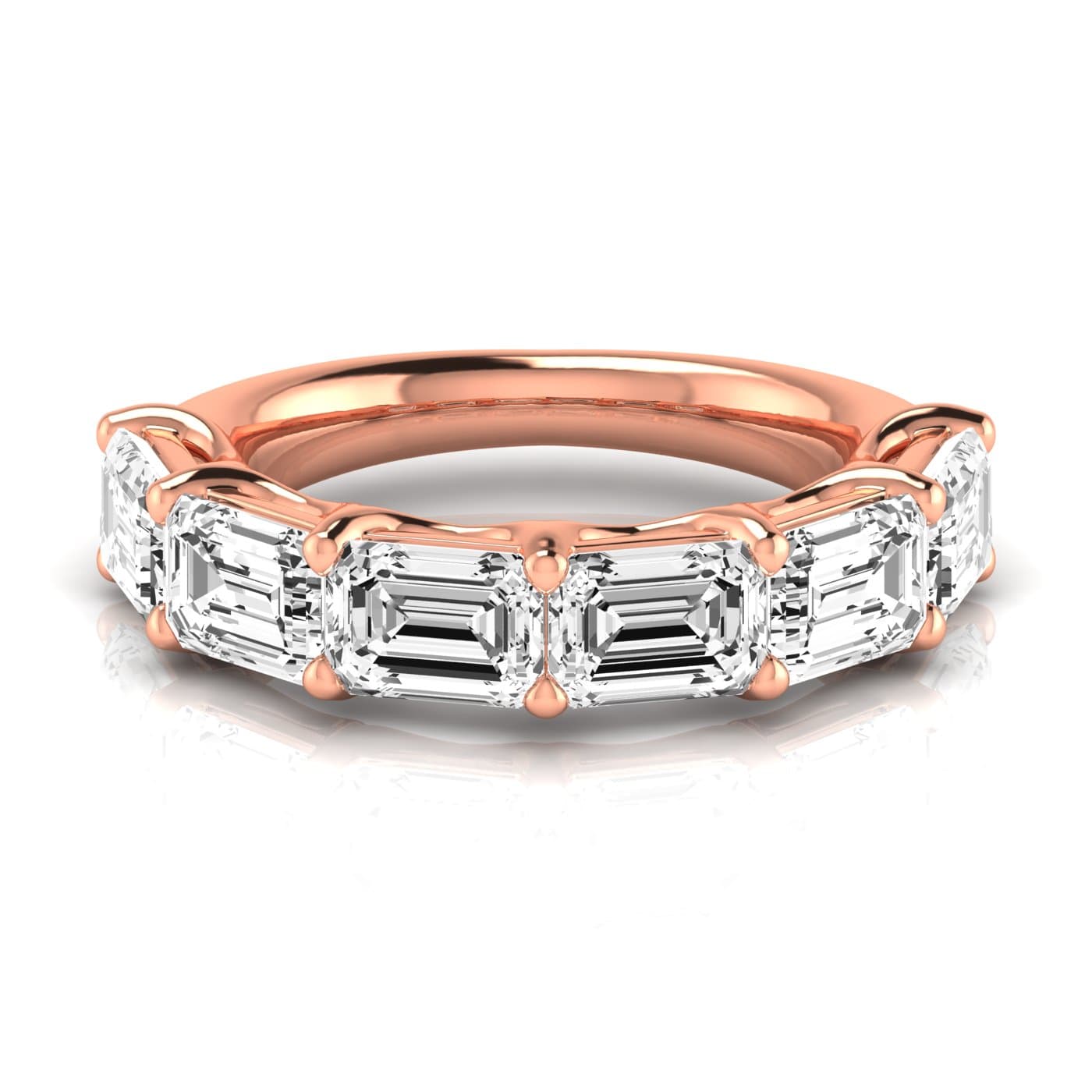 1/2 Spread Emerald Diamond Wedding Band (4 1/2 ct. tw.), Side view in rose gold