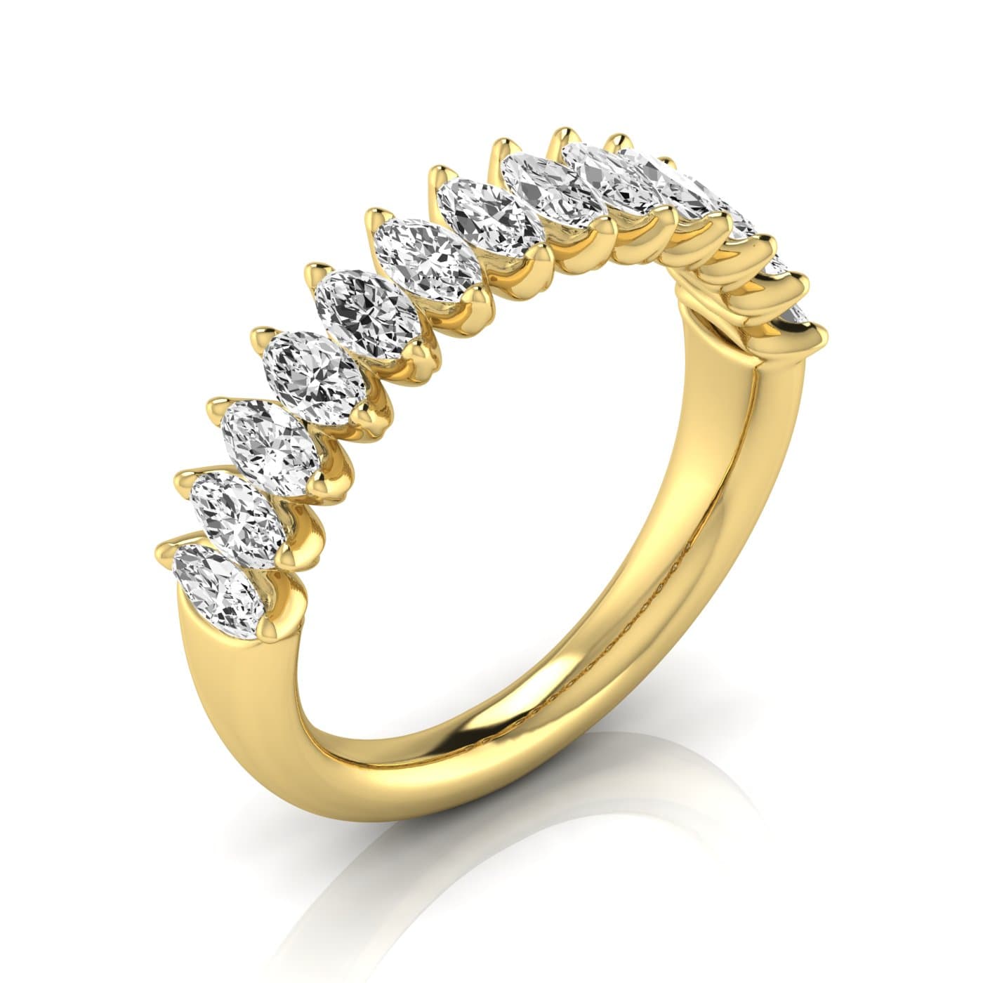 1/2 Spread Marquise Diamond Wedding Band (1.3 ct. tw.), Front view in yellow gold