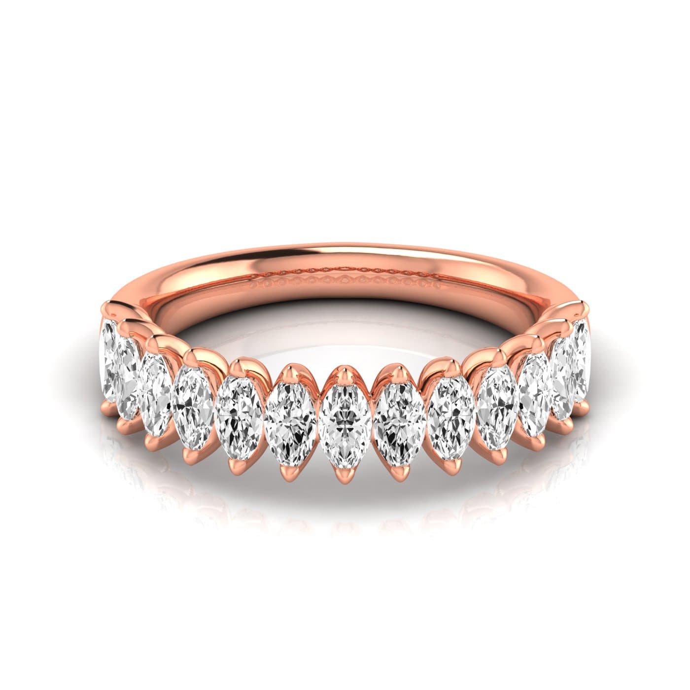 1/2 Spread Marquise Diamond Wedding Band (1.3 ct. tw.), Side view in rose gold