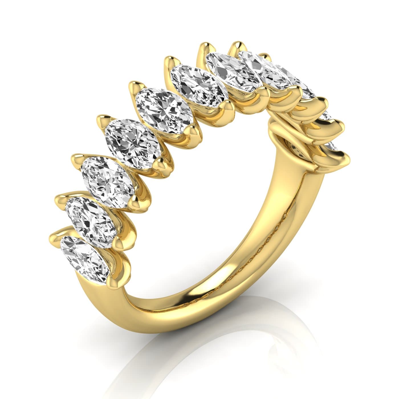 1/2 Spread Marquise Diamond Wedding Band (2 3/4 ct. tw.), Front view in yellow gold