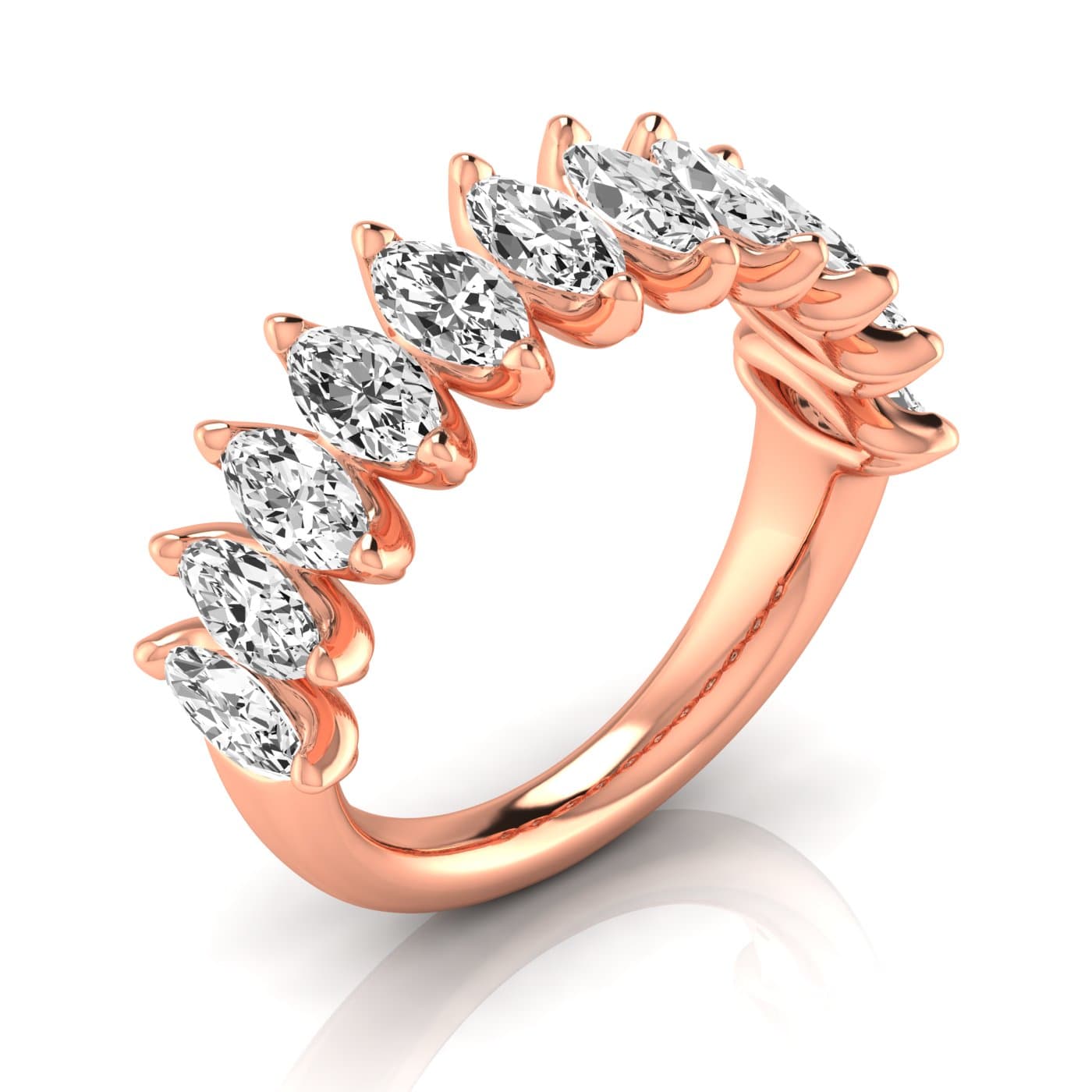 1/2 Spread Marquise Diamond Wedding Band (2 3/4 ct. tw.), Front view in rose gold