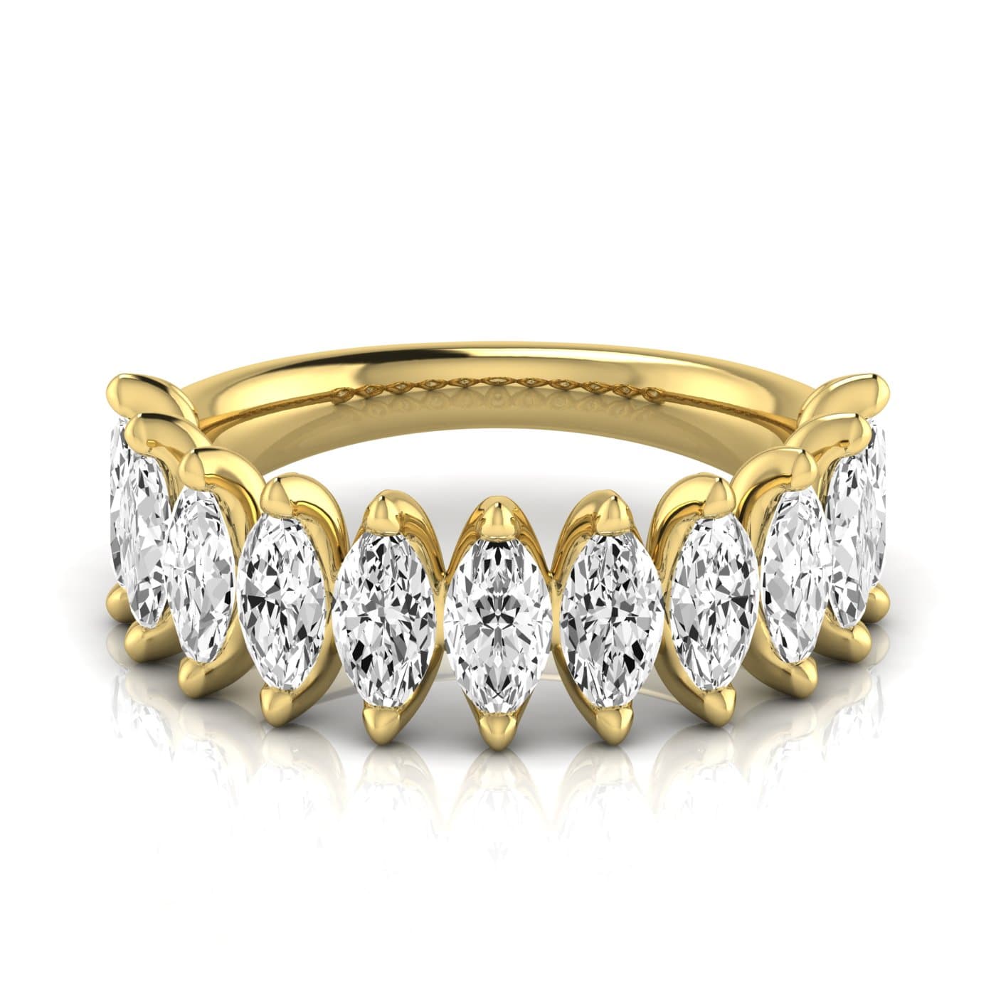 1/2 Spread Marquise Diamond Wedding Band (2 3/4 ct. tw.), Side view in yellow gold