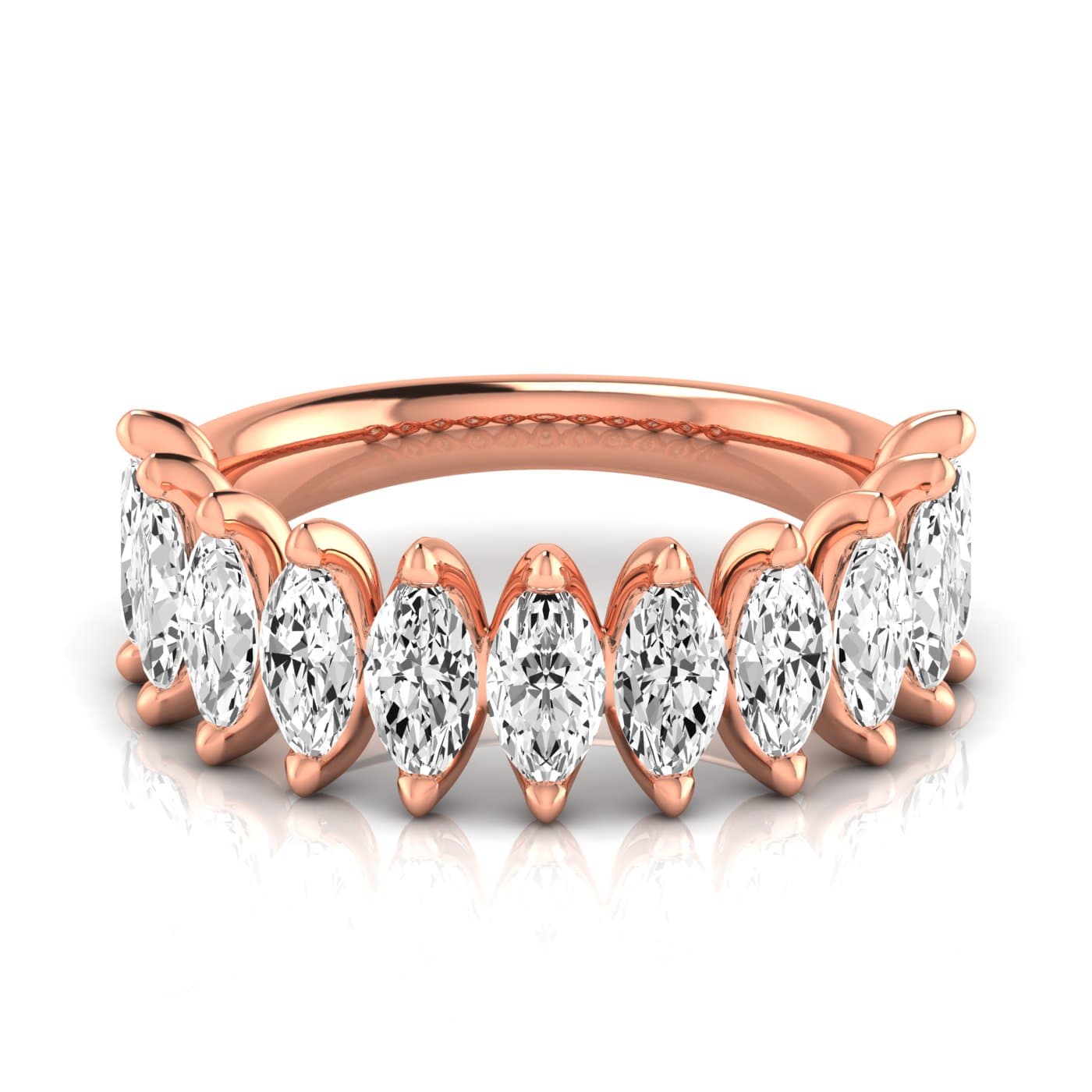 1/2 Spread Marquise Diamond Wedding Band (2 3/4 ct. tw.), Side view in rose gold
