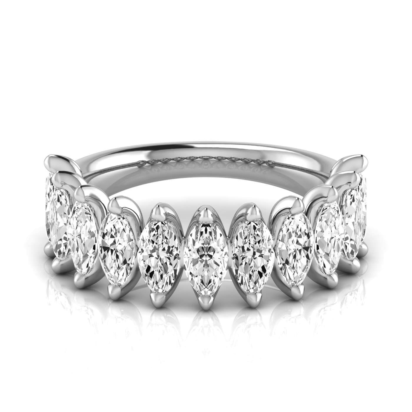 1/2 Spread Marquise Diamond Wedding Band (2 3/4 ct. tw.), Side view in white gold or platinum