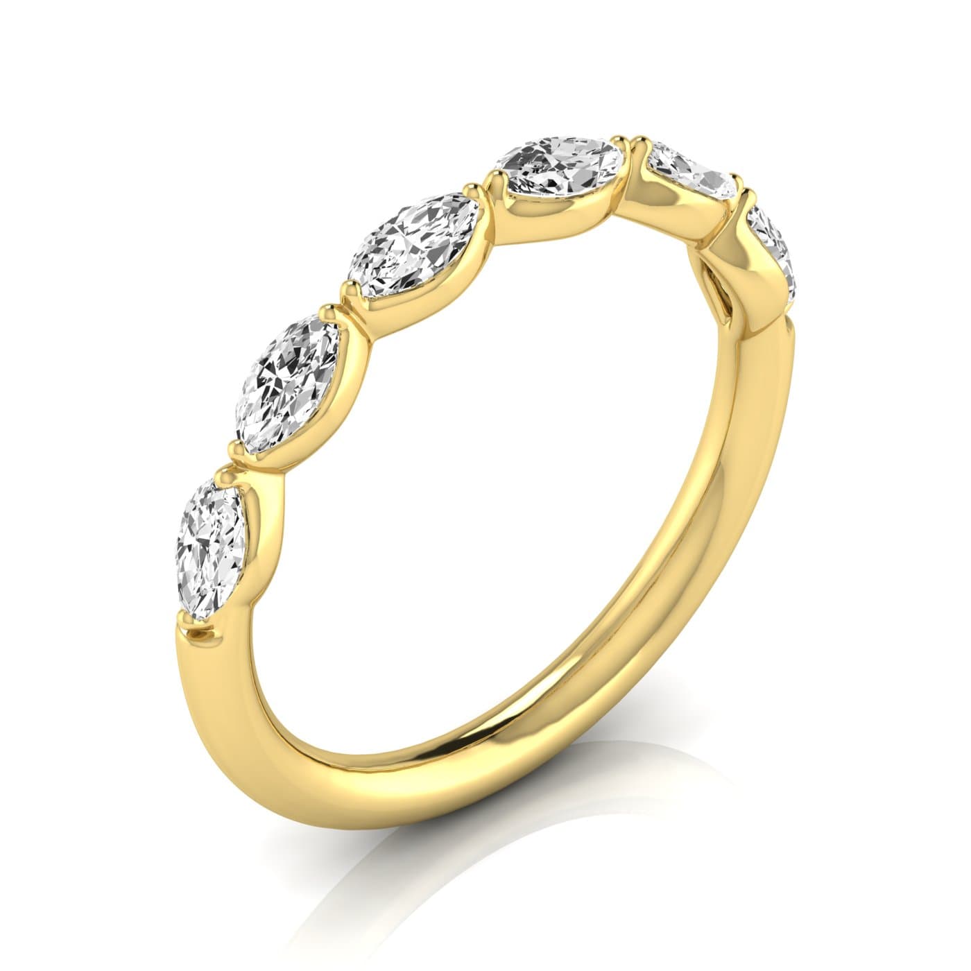 1/2 Spread Marquise Diamond Wedding Band (0.6 ct. tw.), Front view in yellow gold