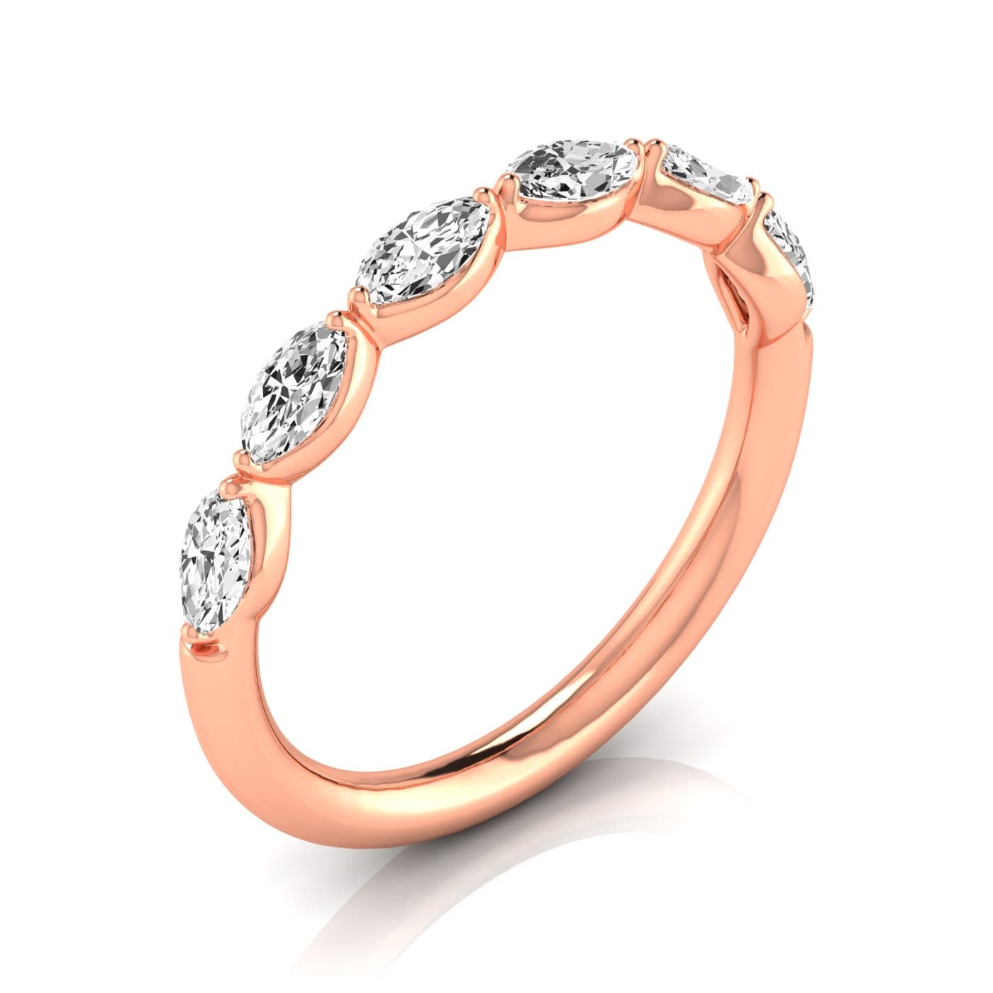 1/2 Spread Marquise Diamond Wedding Band (0.6 ct. tw.), Front view in rose gold