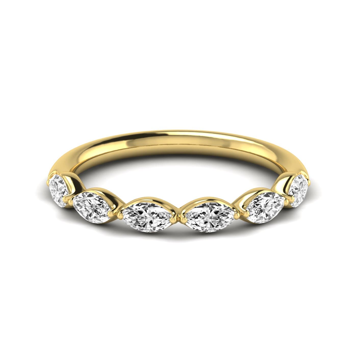 1/2 Spread Marquise Diamond Wedding Band (0.6 ct. tw.), Side view in yellow gold