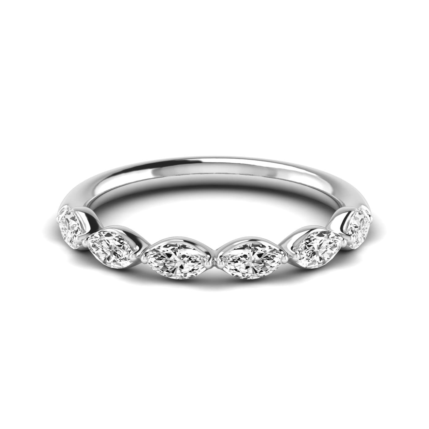 1/2 Spread Marquise Diamond Wedding Band (0.6 ct. tw.), Side view in white gold or platinum