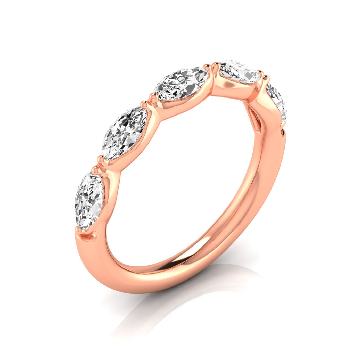 1/2 Spread Marquise Diamond Wedding Band (3/4 ct. tw.), Front view in rose gold