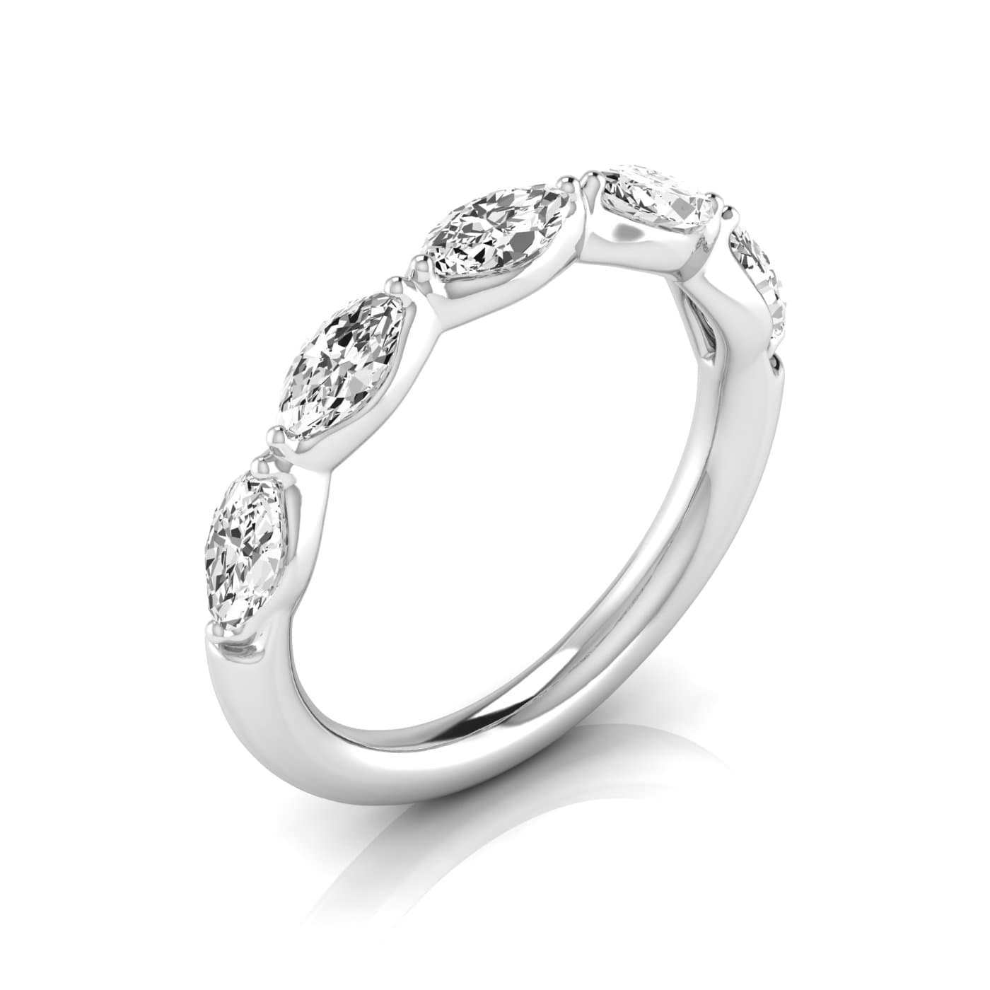 1/2 Spread Marquise Diamond Wedding Band (3/4 ct. tw.), Front view in white gold or platinum