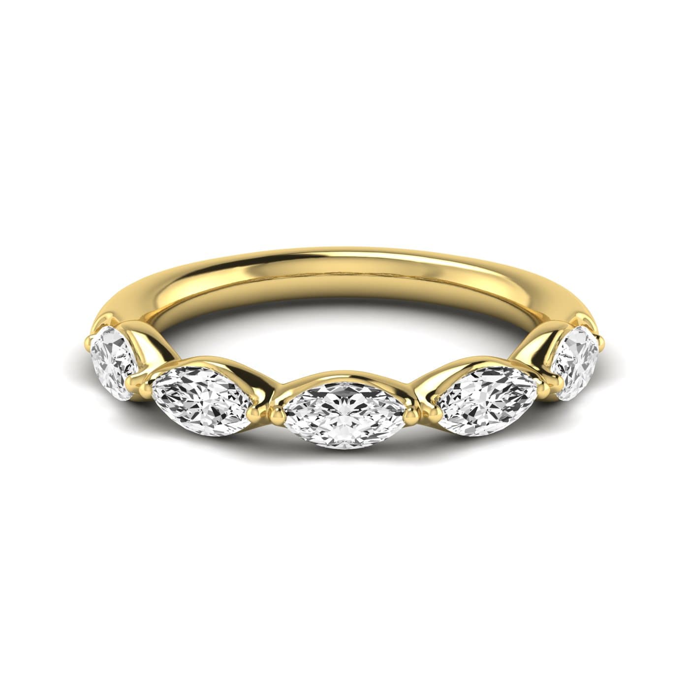 1/2 Spread Marquise Diamond Wedding Band (3/4 ct. tw.), Side view in yellow gold