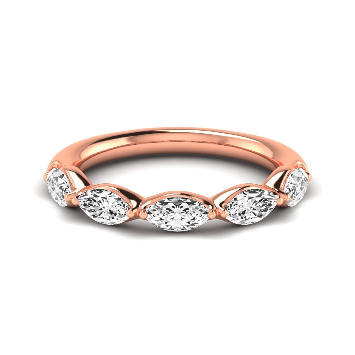 1/2 Spread Marquise Diamond Wedding Band (3/4 ct. tw.), Side view in rose gold