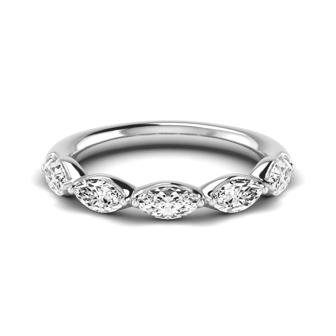 1/2 Spread Marquise Diamond Wedding Band (3/4 ct. tw.), Side view in white gold or platinum