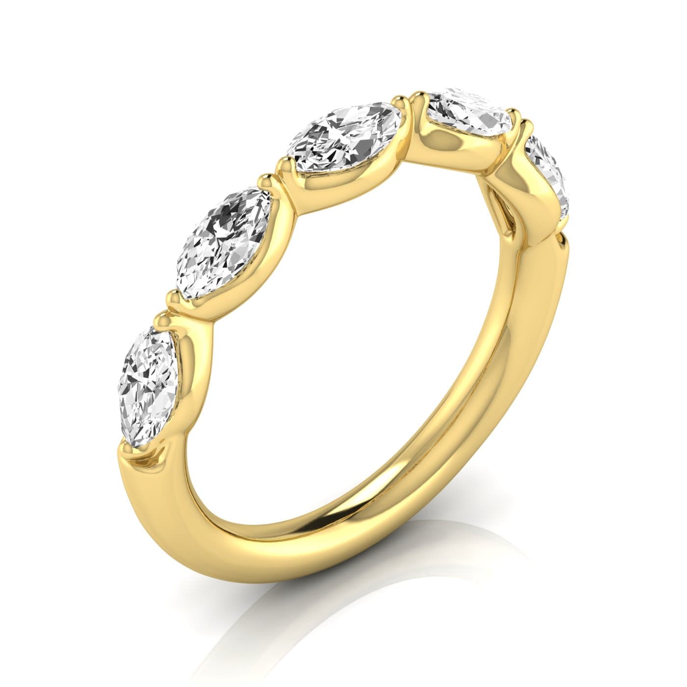 1/2 Spread Marquise Diamond Wedding Band (1 ct. tw.), Front view in yellow gold