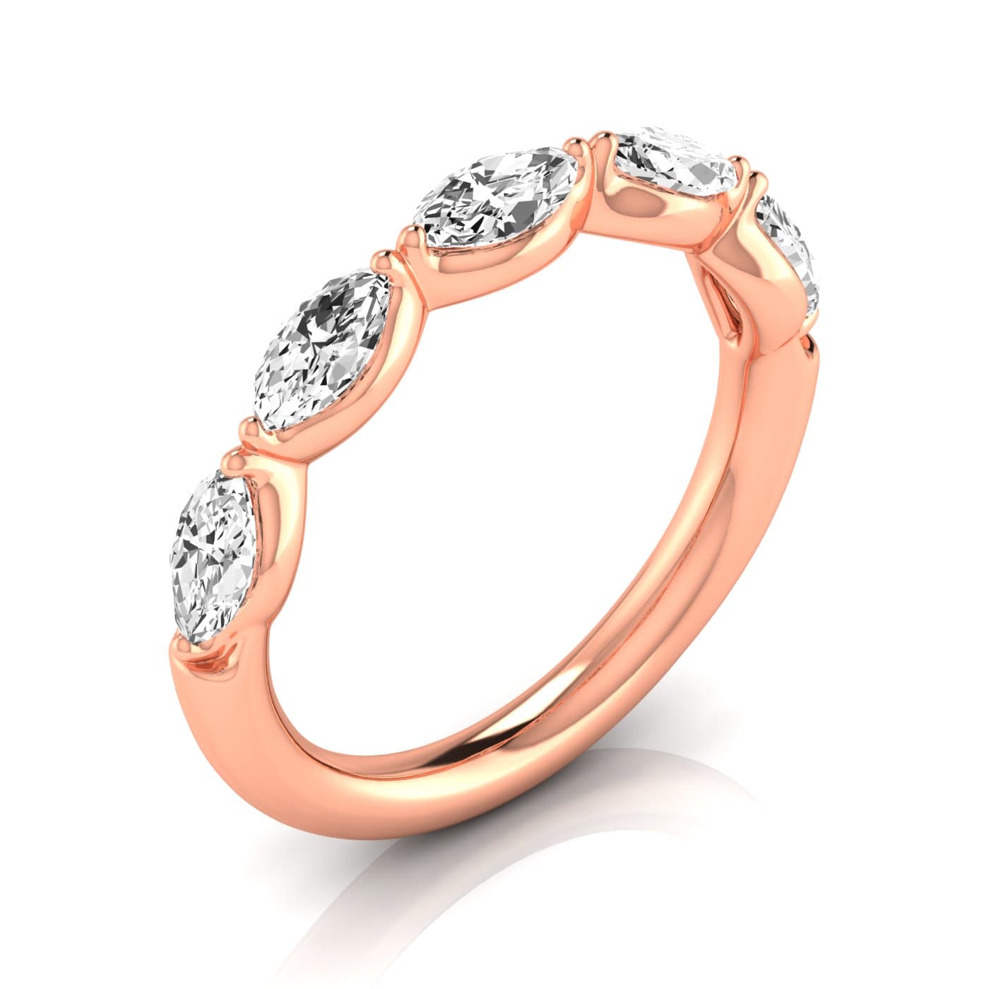 1/2 Spread Marquise Diamond Wedding Band (1 ct. tw.), Front view in rose gold