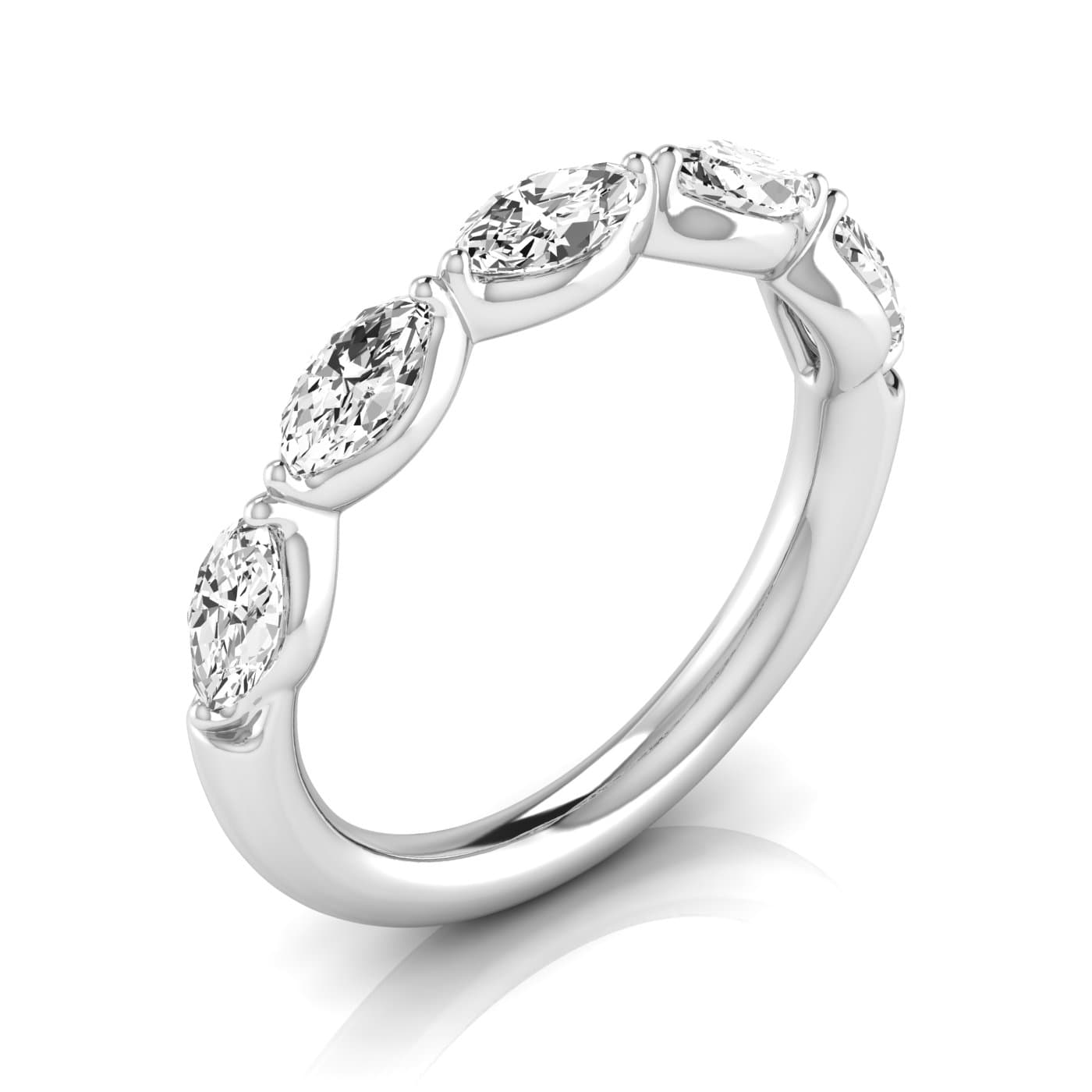 1/2 Spread Marquise Diamond Wedding Band (1 ct. tw.), Front view in white gold or platinum