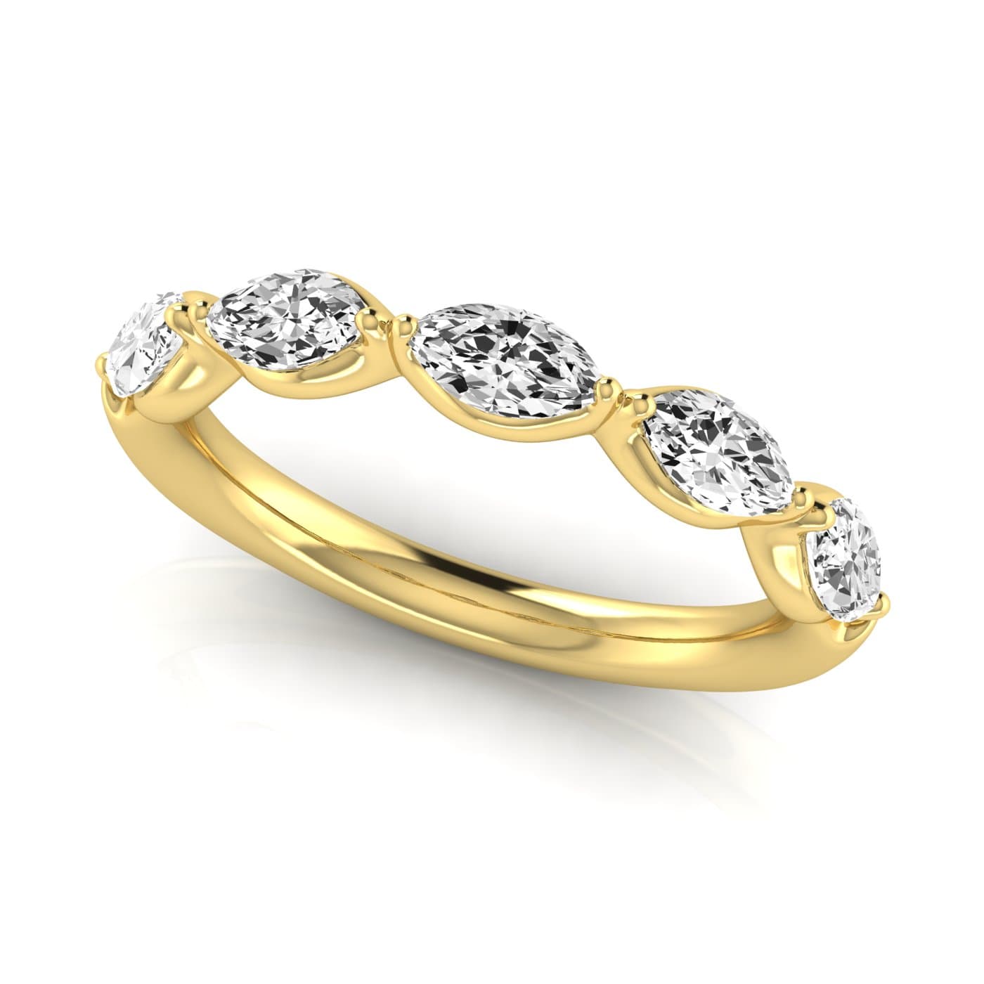 1/2 Spread Marquise Diamond Wedding Band (1 ct. tw.), On hand view in yellow gold