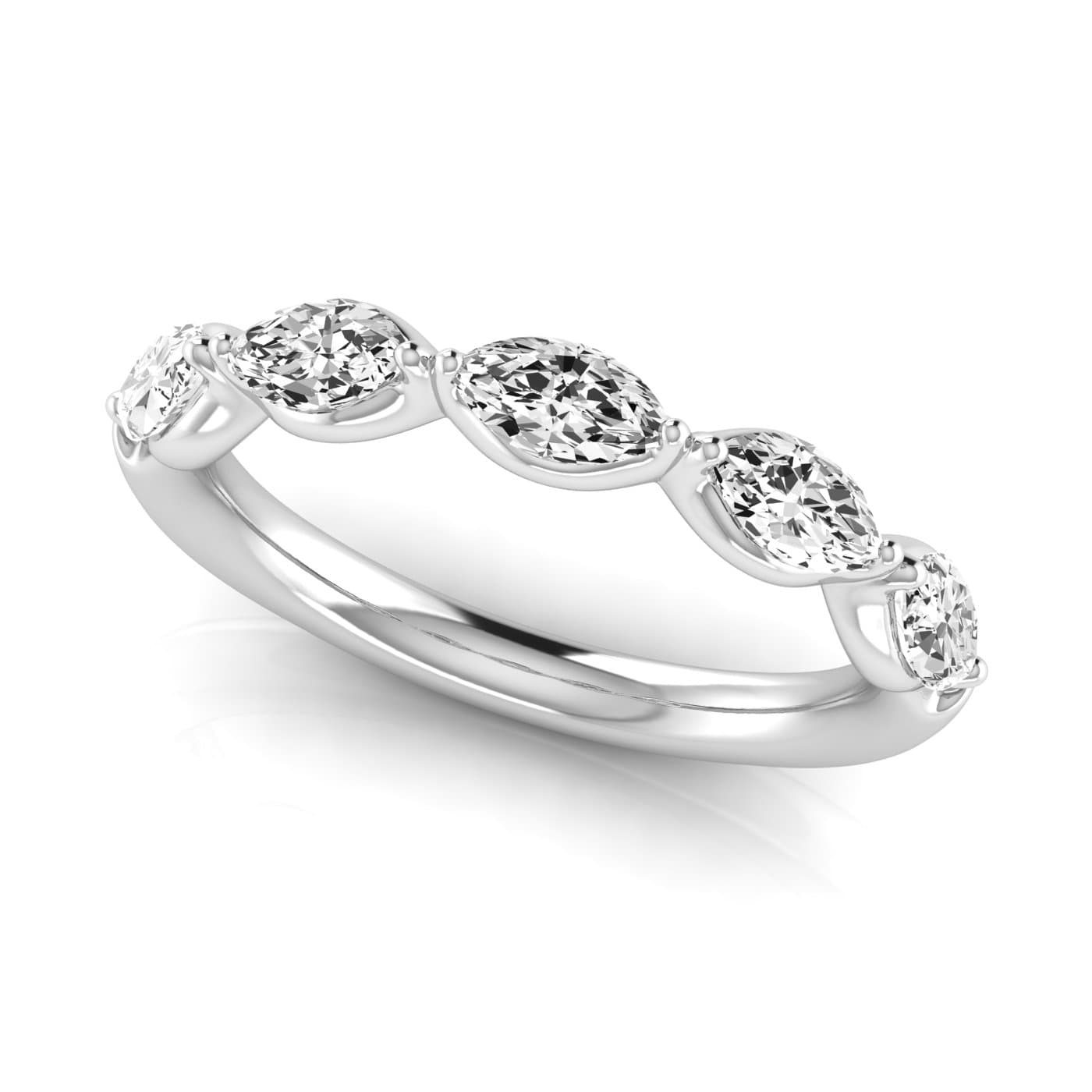 1/2 Spread Marquise Diamond Wedding Band (1 ct. tw.), On hand view in white gold or platinum