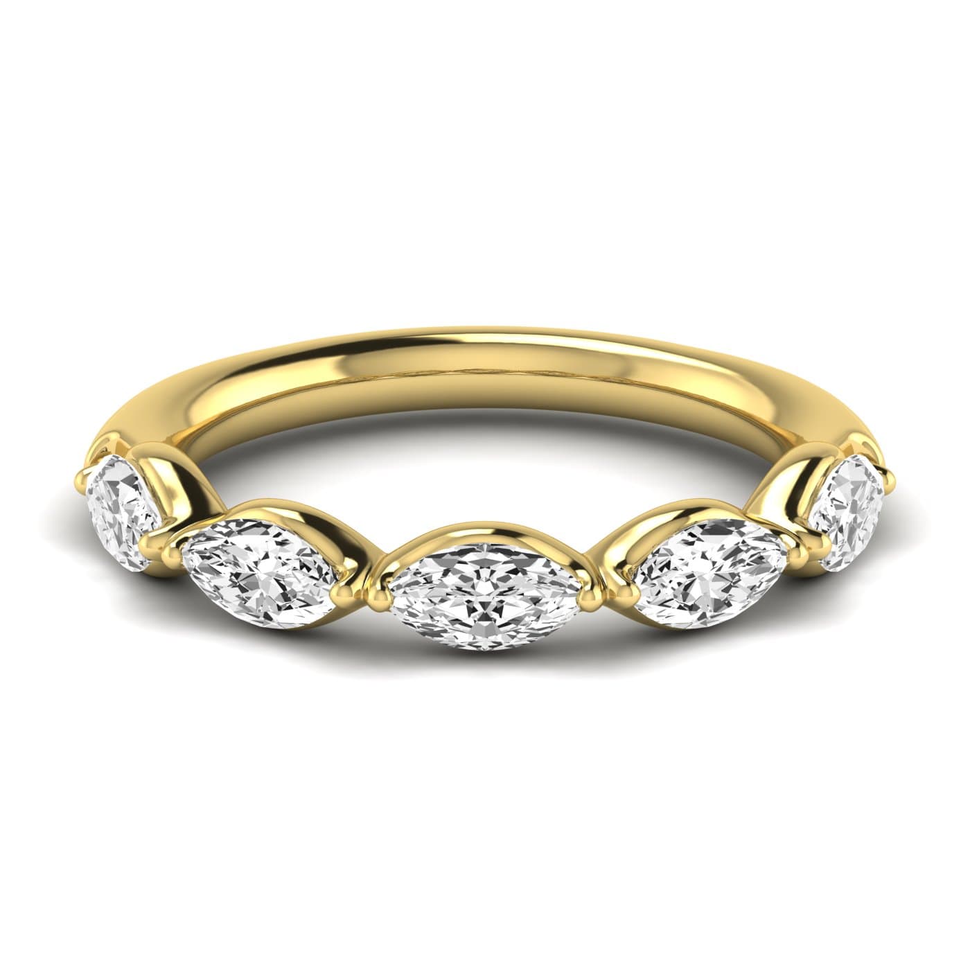 1/2 Spread Marquise Diamond Wedding Band (1 ct. tw.), Side view in yellow gold