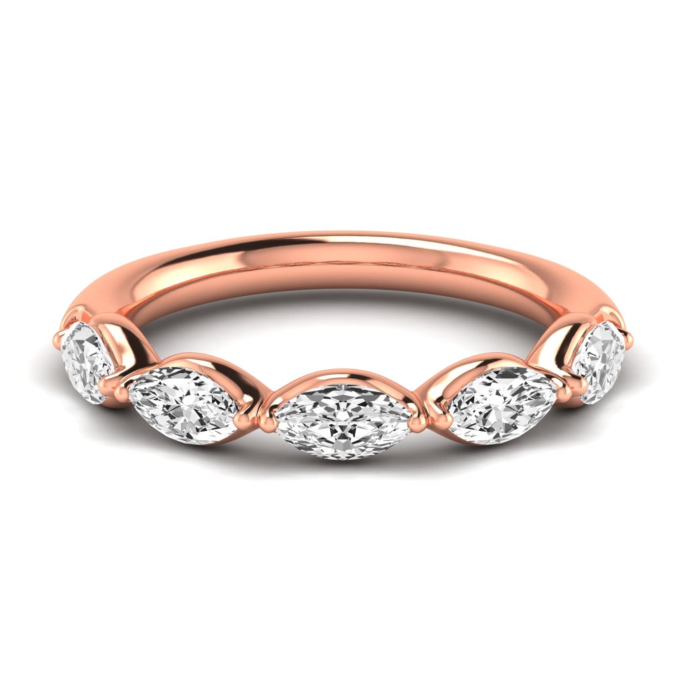 1/2 Spread Marquise Diamond Wedding Band (1 ct. tw.), Side view in rose gold