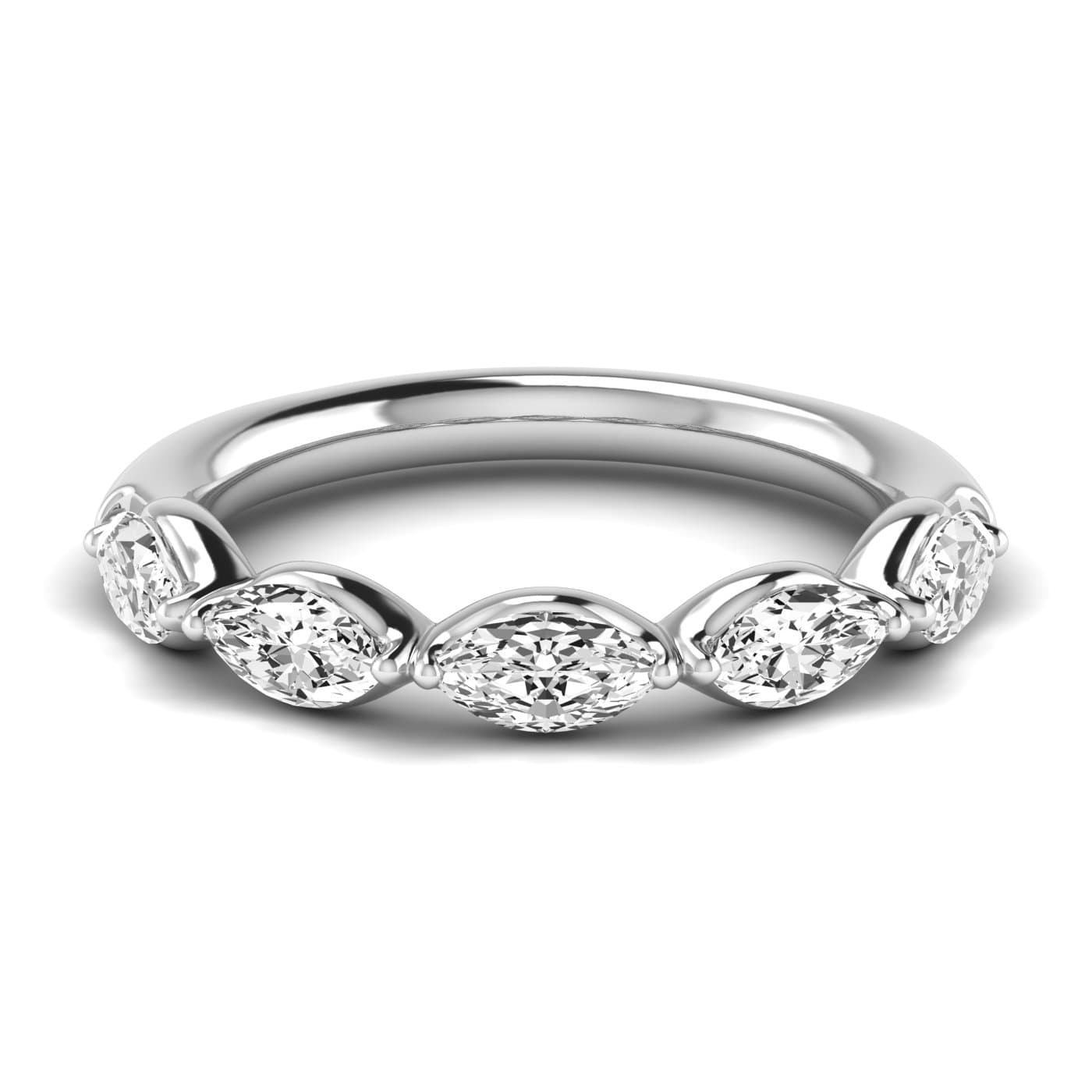 1/2 Spread Marquise Diamond Wedding Band (1 ct. tw.), Side view in white gold or platinum