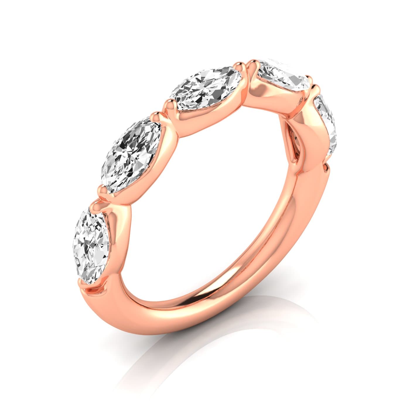 1/2 Spread Marquise Diamond Wedding Band (1 2/3 ct. tw.), Front view in rose gold