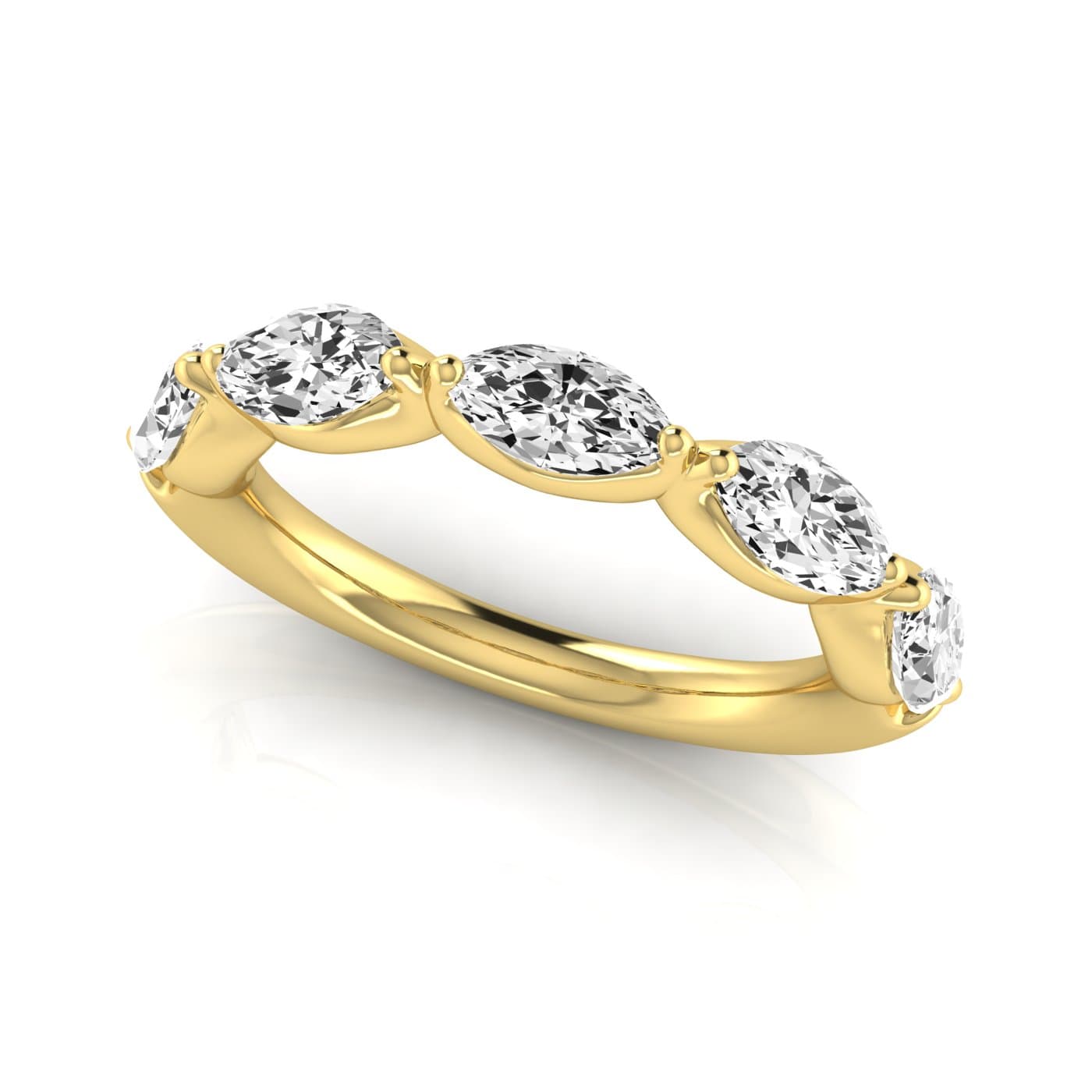 1/2 Spread Marquise Diamond Wedding Band (1 2/3 ct. tw.), On hand view in yellow gold