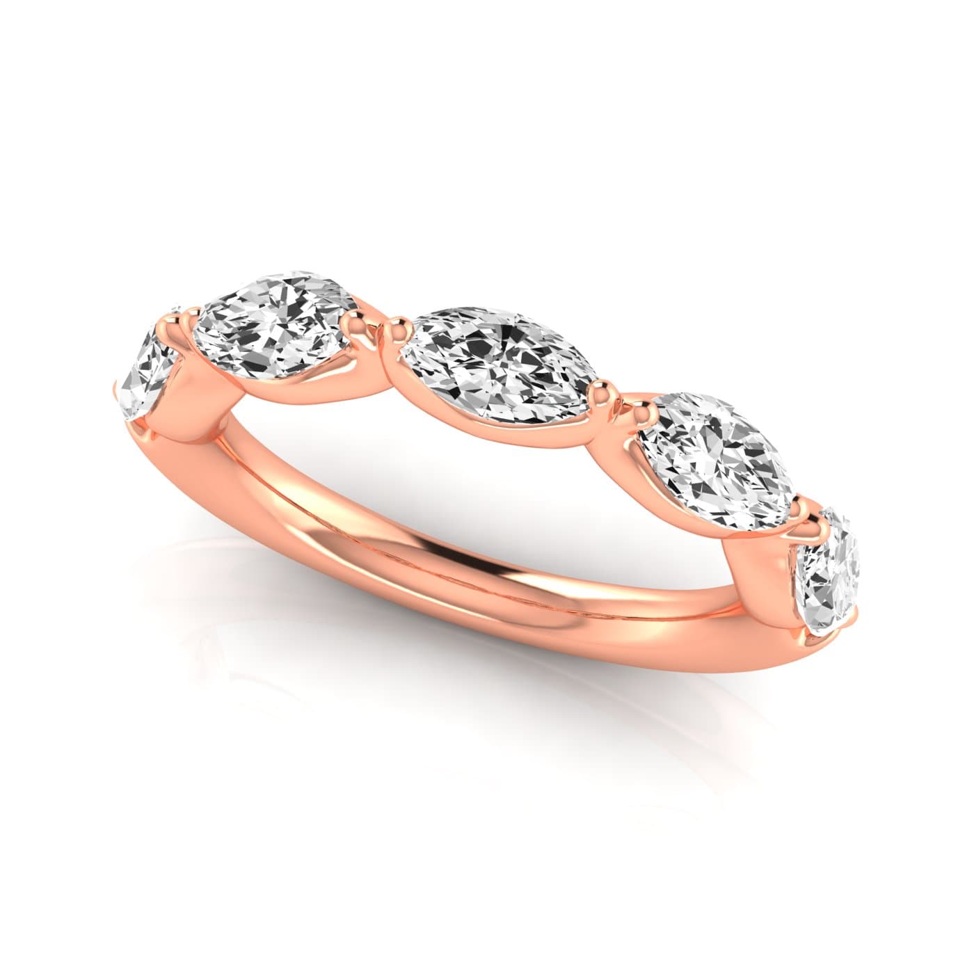 1/2 Spread Marquise Diamond Wedding Band (1 2/3 ct. tw.), On hand view in rose gold