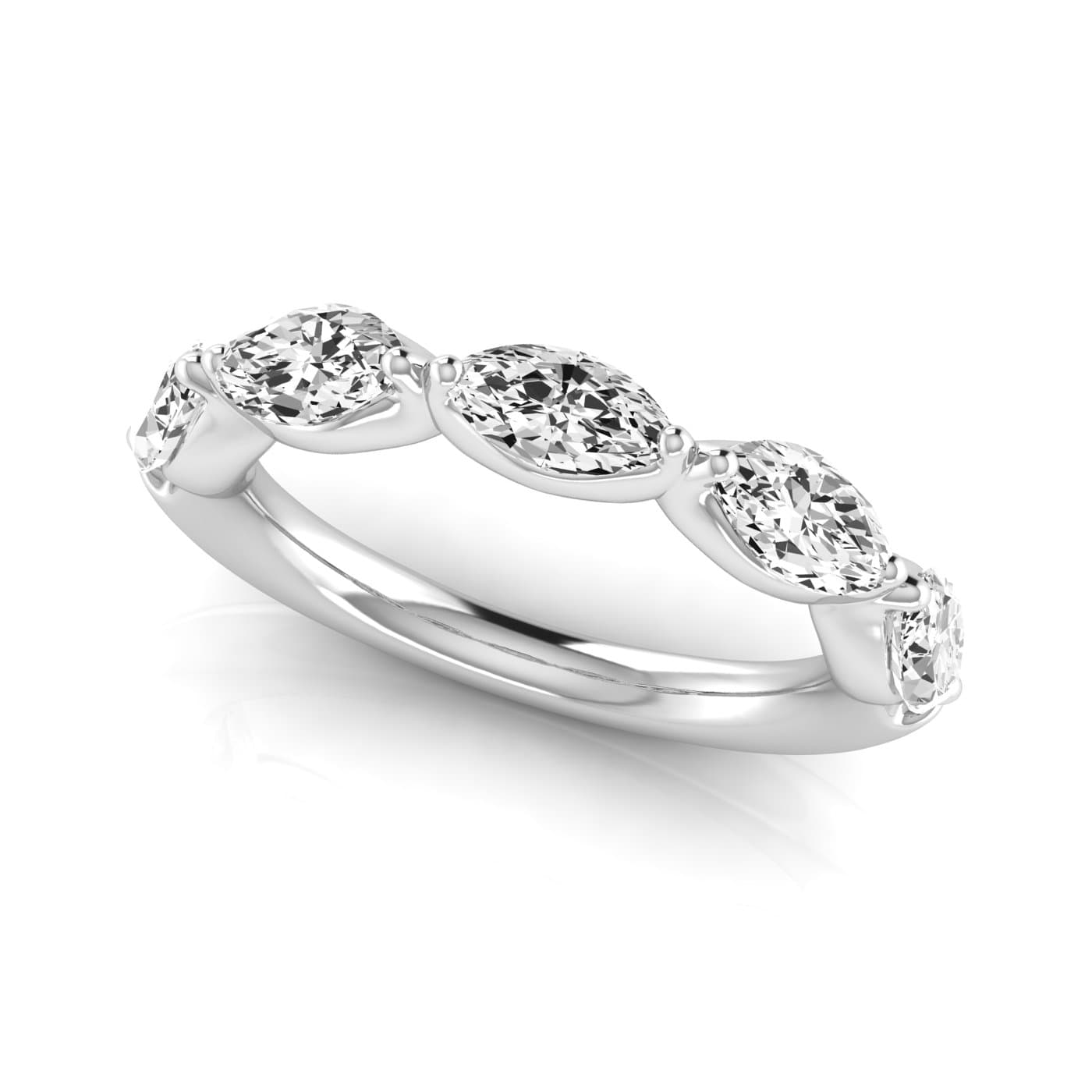 1/2 Spread Marquise Diamond Wedding Band (1 2/3 ct. tw.), On hand view in white gold or platinum