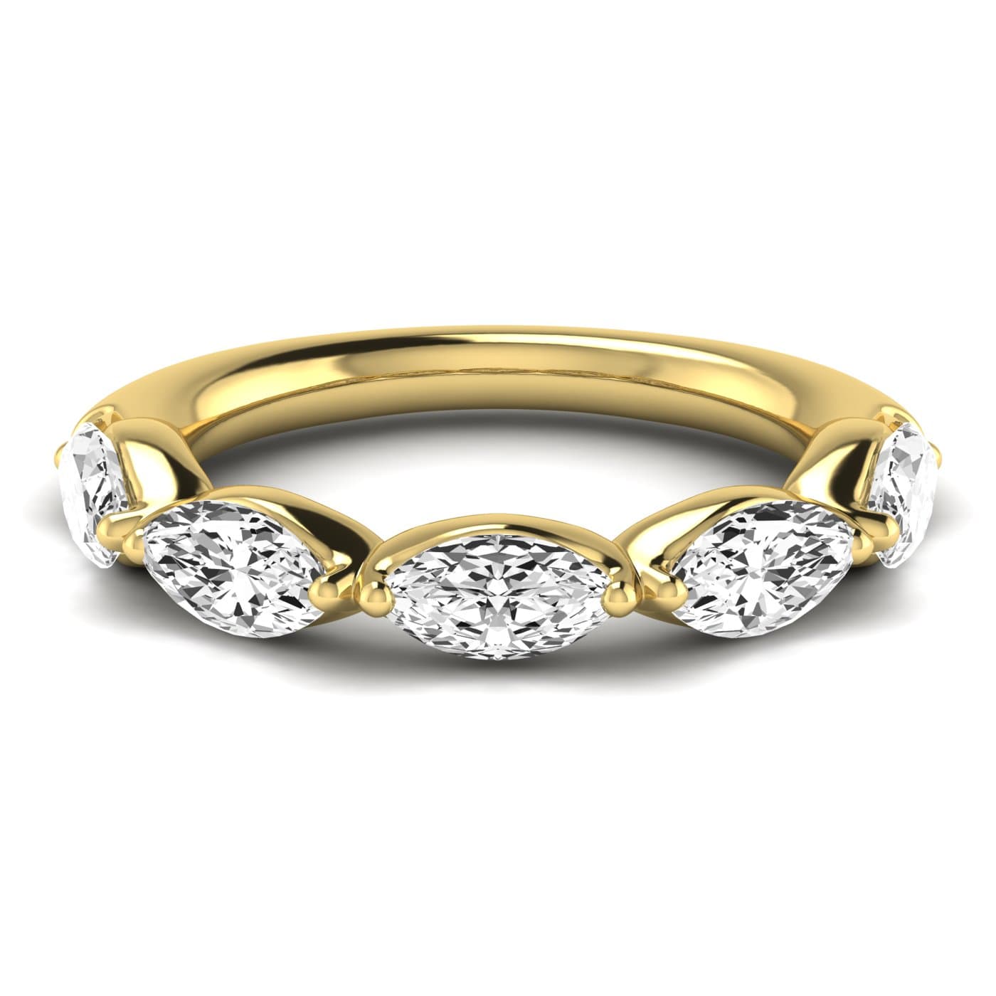 1/2 Spread Marquise Diamond Wedding Band (1 2/3 ct. tw.), Side view in yellow gold