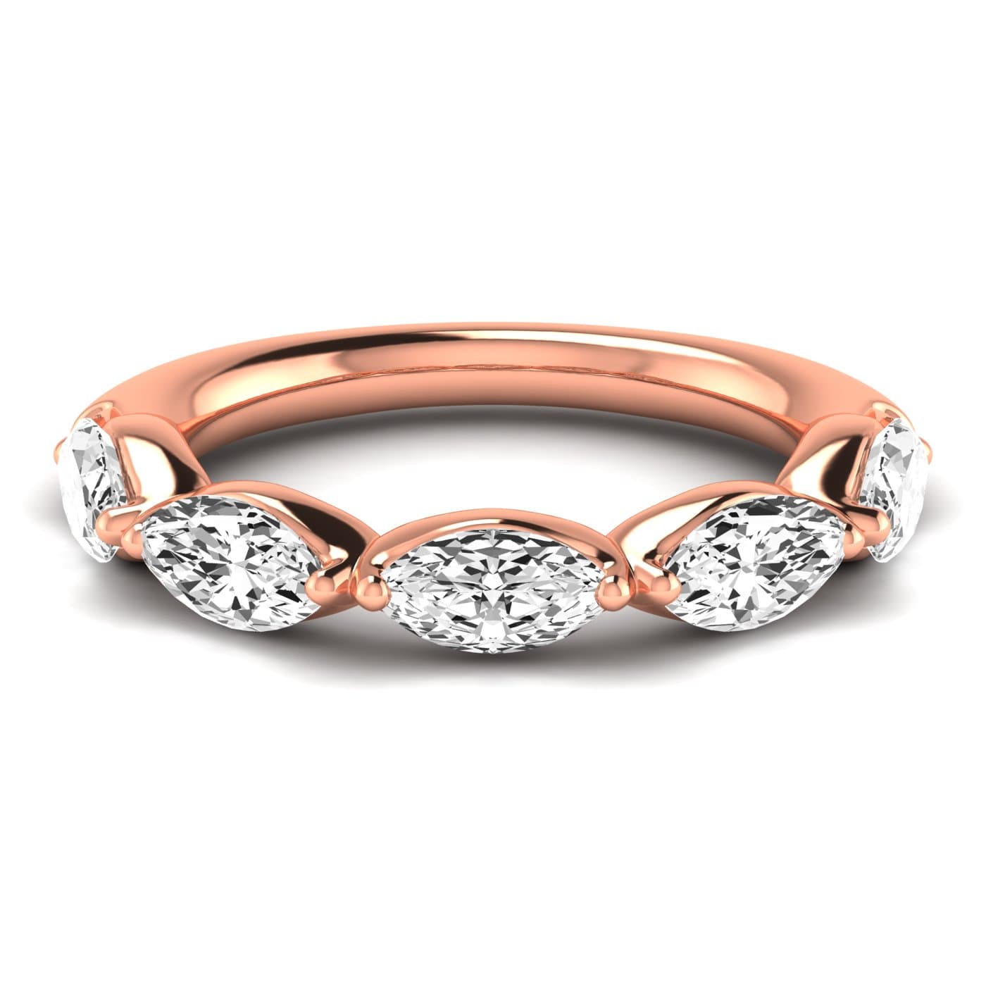 1/2 Spread Marquise Diamond Wedding Band (1 2/3 ct. tw.), Side view in rose gold