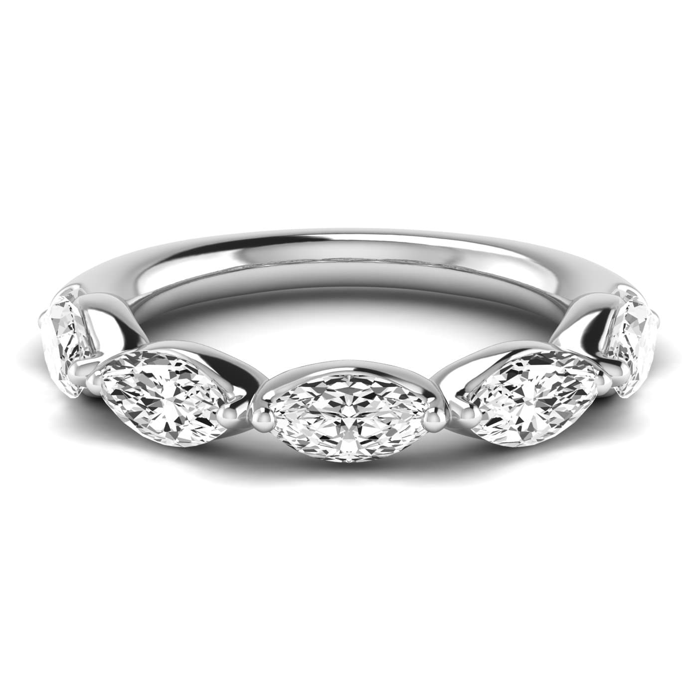 1/2 Spread Marquise Diamond Wedding Band (1 2/3 ct. tw.), Side view in white gold or platinum