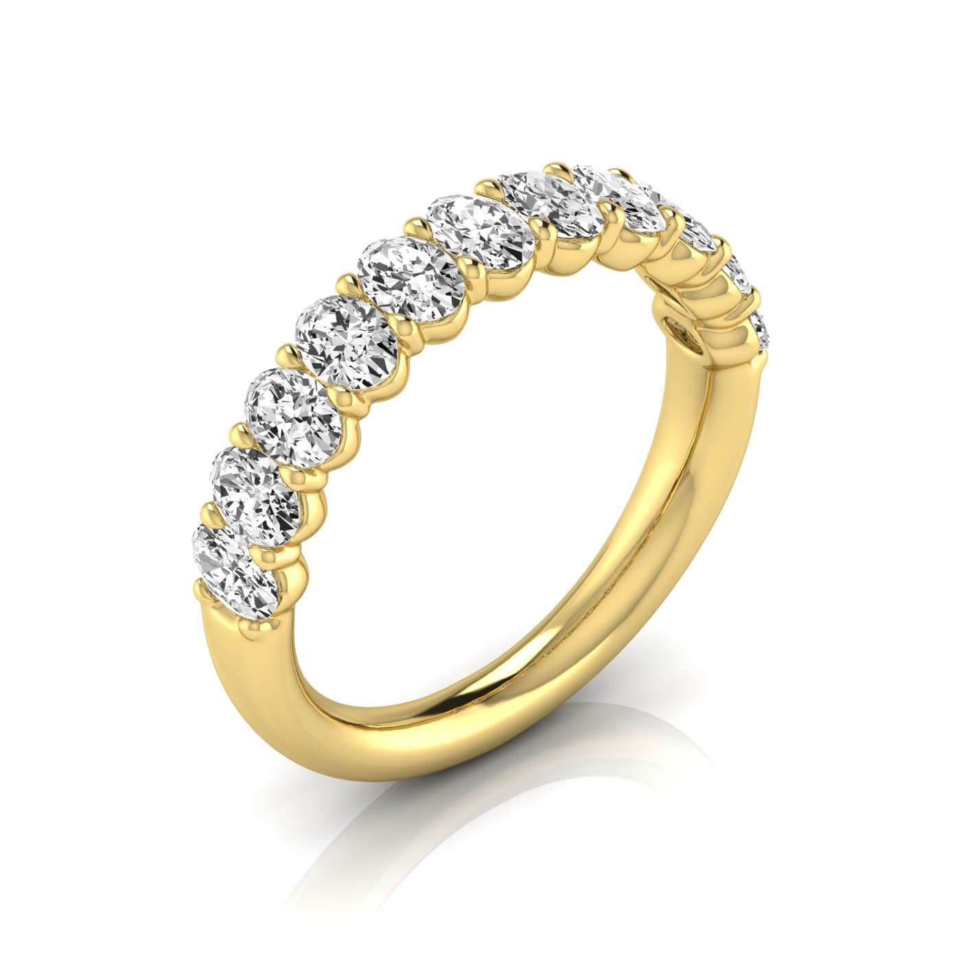 1/2 Spread Oval Diamond Wedding Band (0.99 ct. tw.), Front view in yellow gold