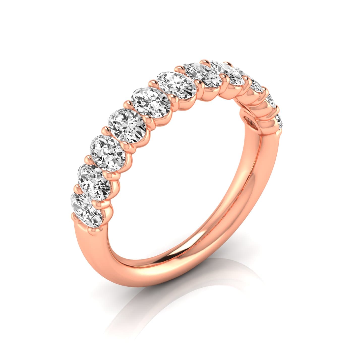1/2 Spread Oval Diamond Wedding Band (0.99 ct. tw.), Front view in rose gold