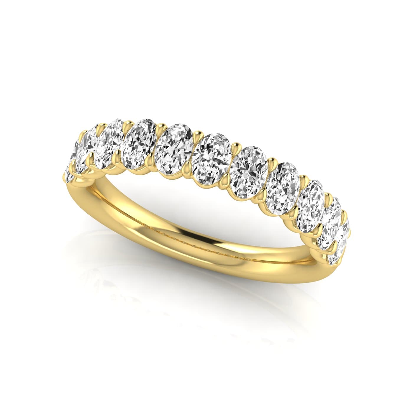 1/2 Spread Oval Diamond Wedding Band (0.99 ct. tw.), On hand view in yellow gold