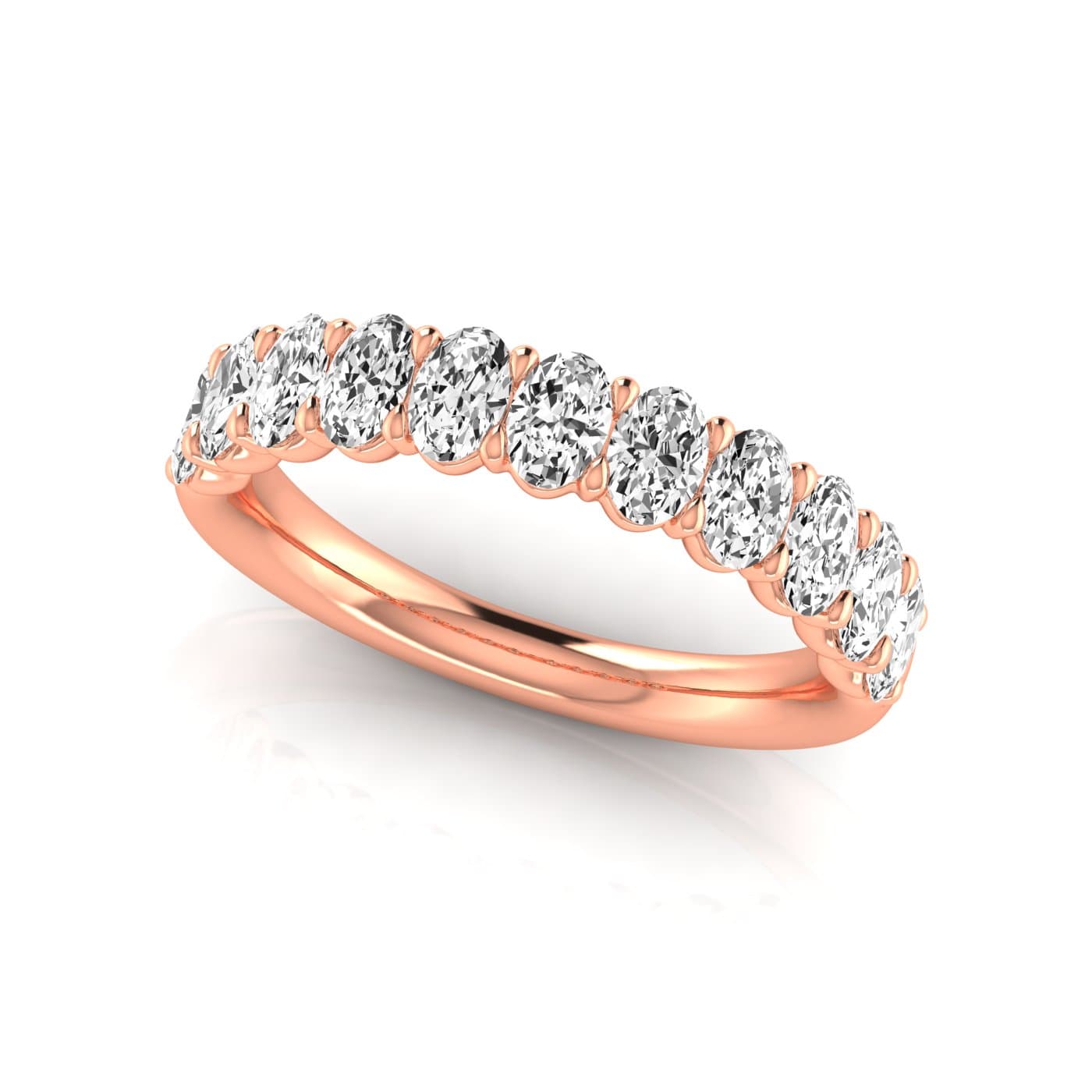 1/2 Spread Oval Diamond Wedding Band (0.99 ct. tw.), On hand view in rose gold