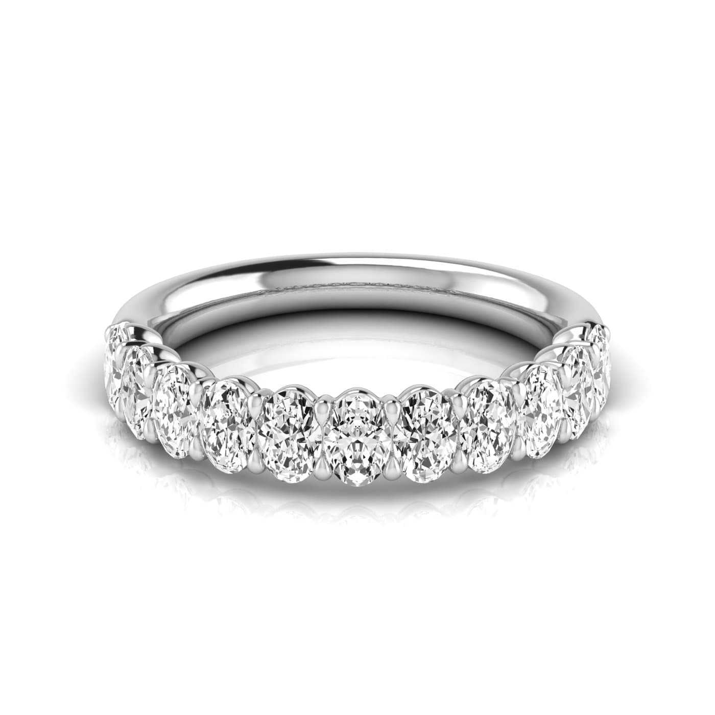 1/2 Spread Oval Diamond Wedding Band (0.99 ct. tw.), Side view in white gold or platinum