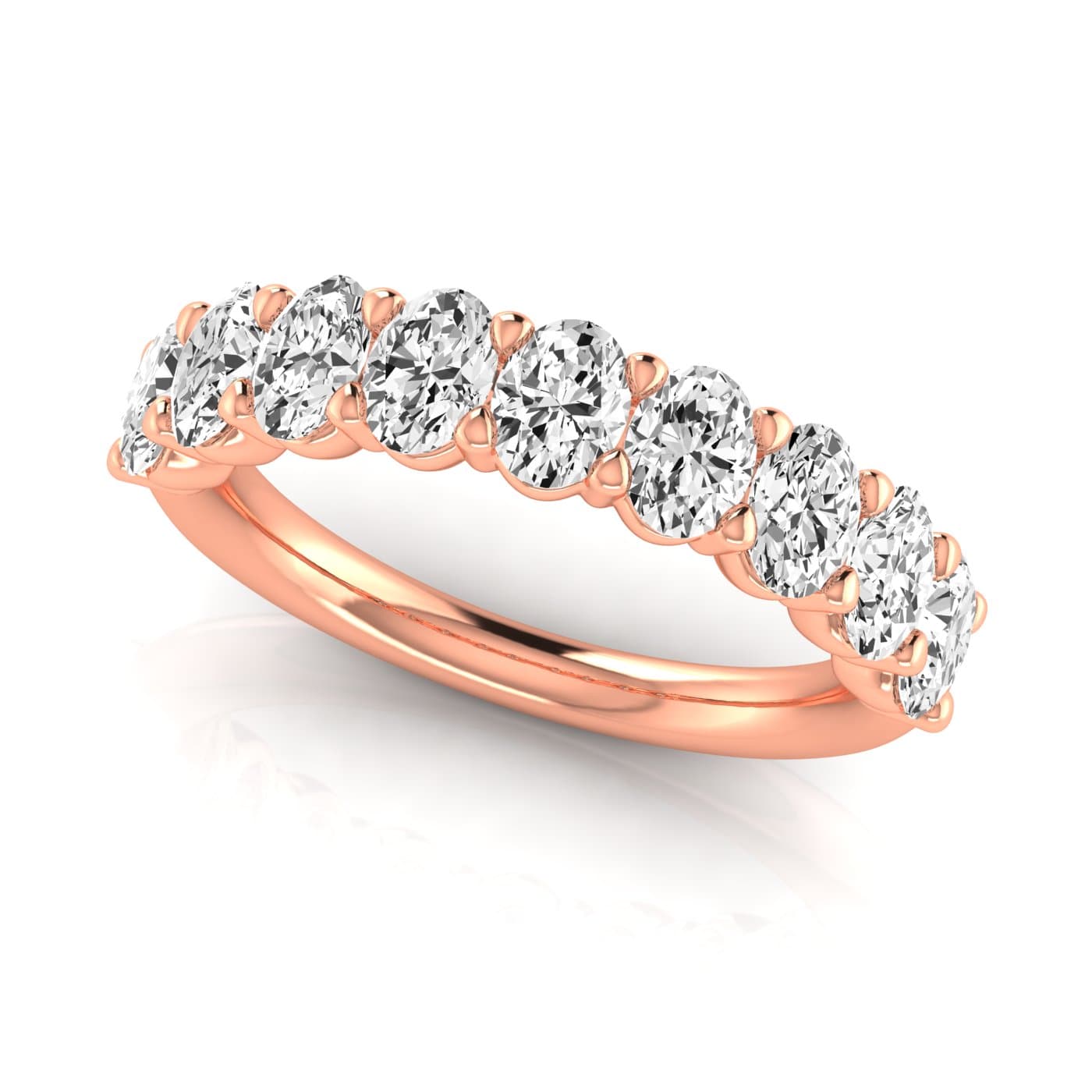 1/2 Spread Oval Diamond Wedding Band (2 1/4 ct. tw.), On hand view in rose gold